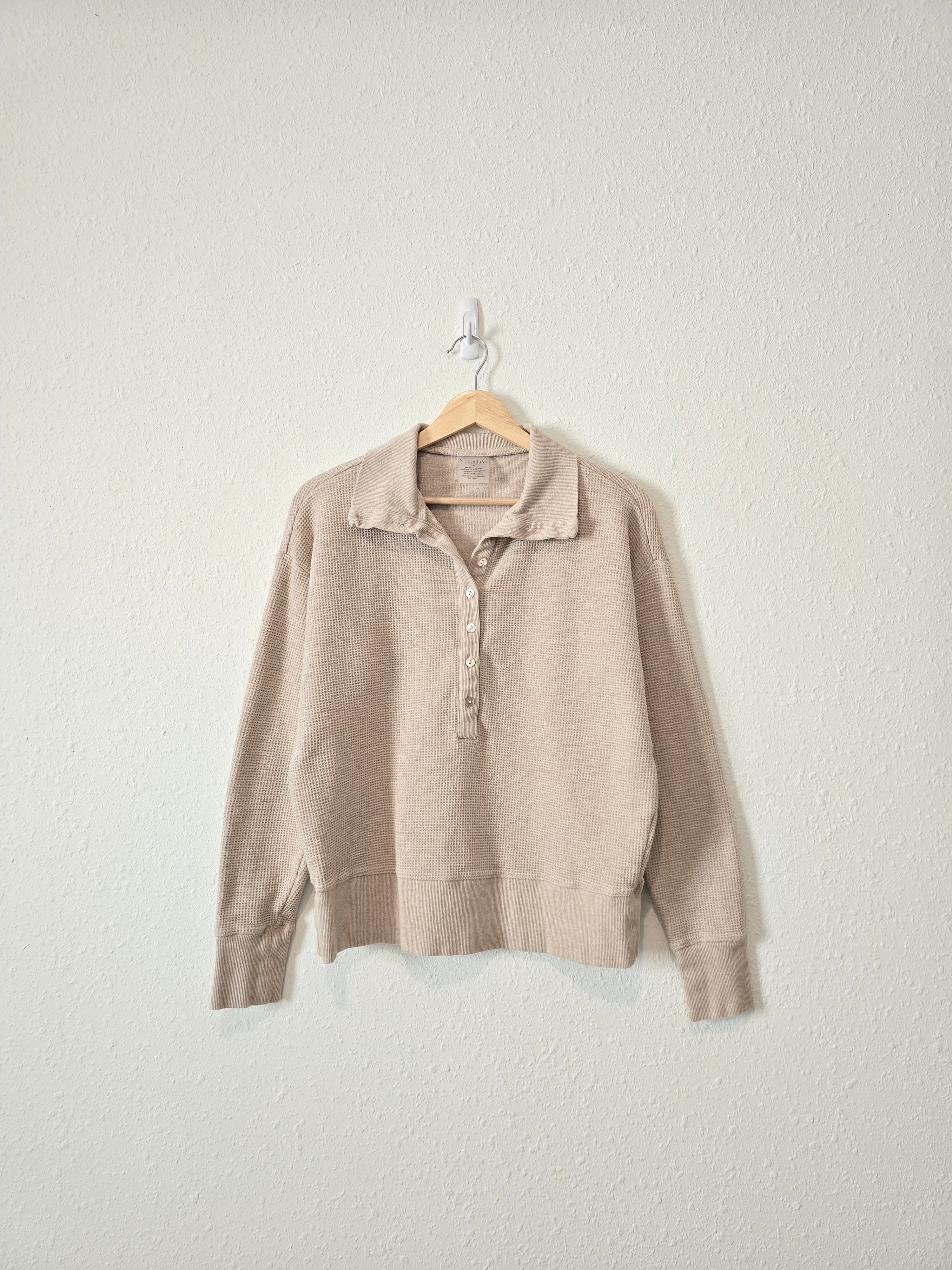 Oversized Waffle Henley Pullover (M)