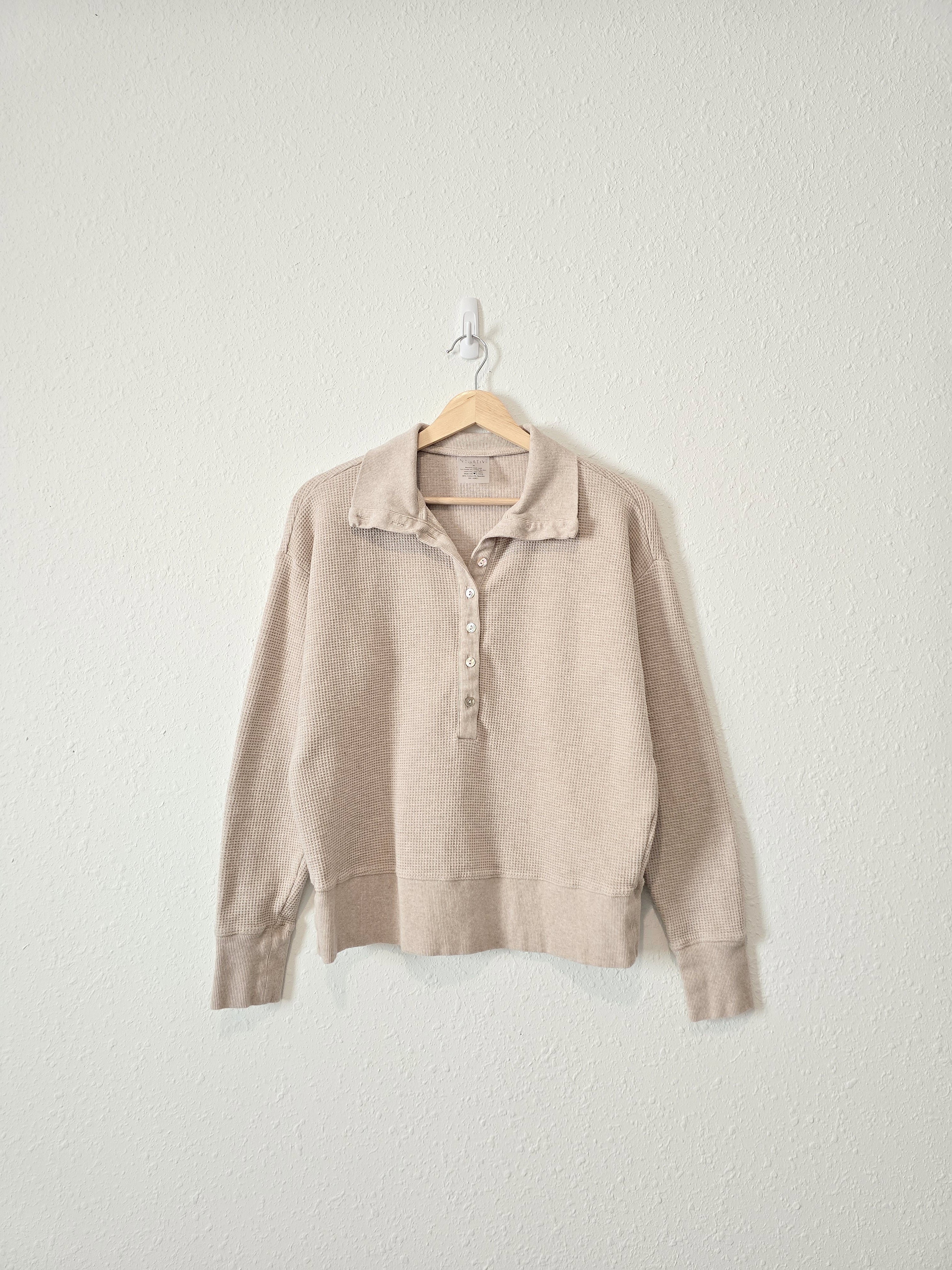 Oversized Waffle Henley Pullover (M)