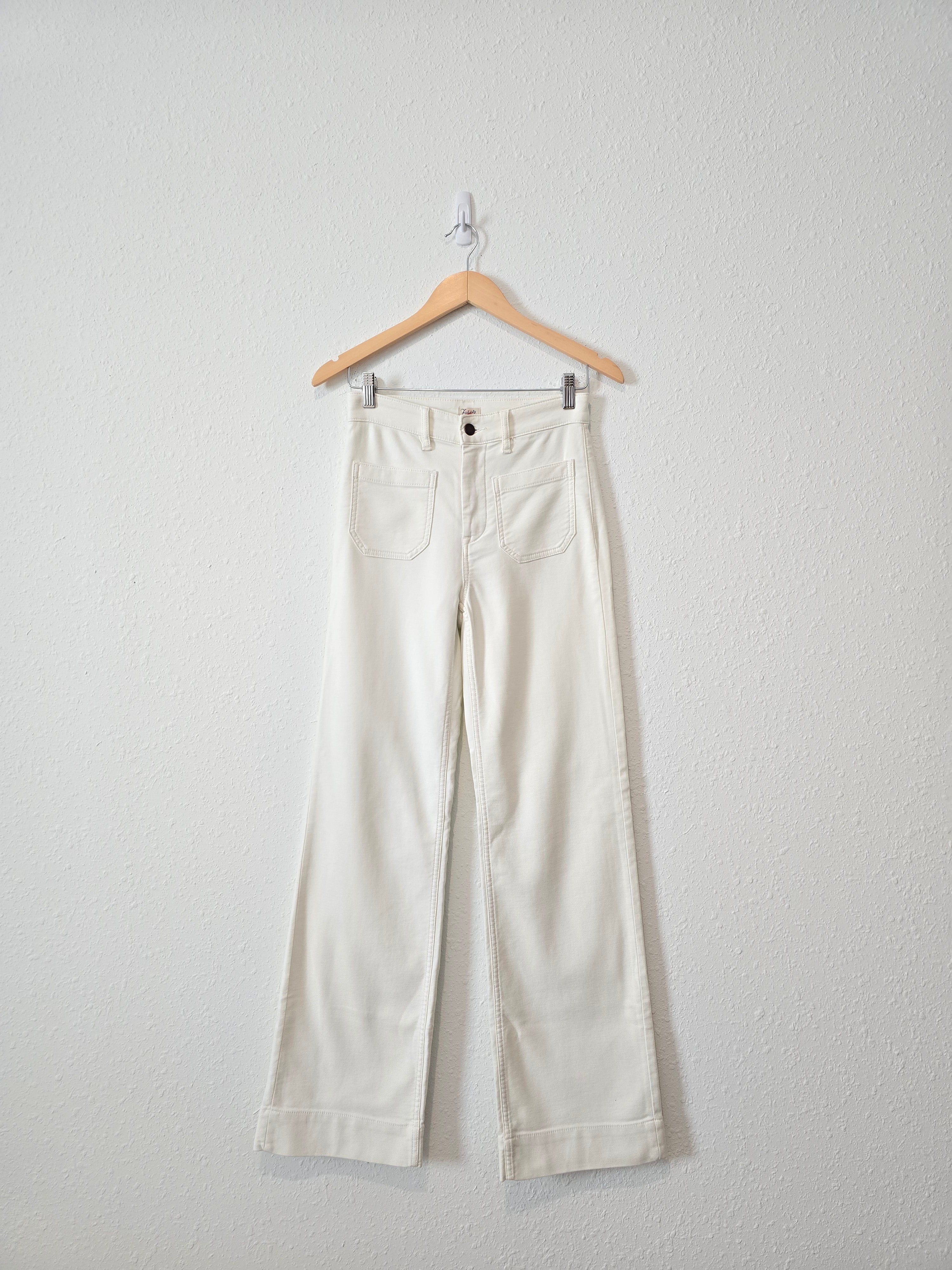 Faherty Ecru Wide Leg Jeans (26)