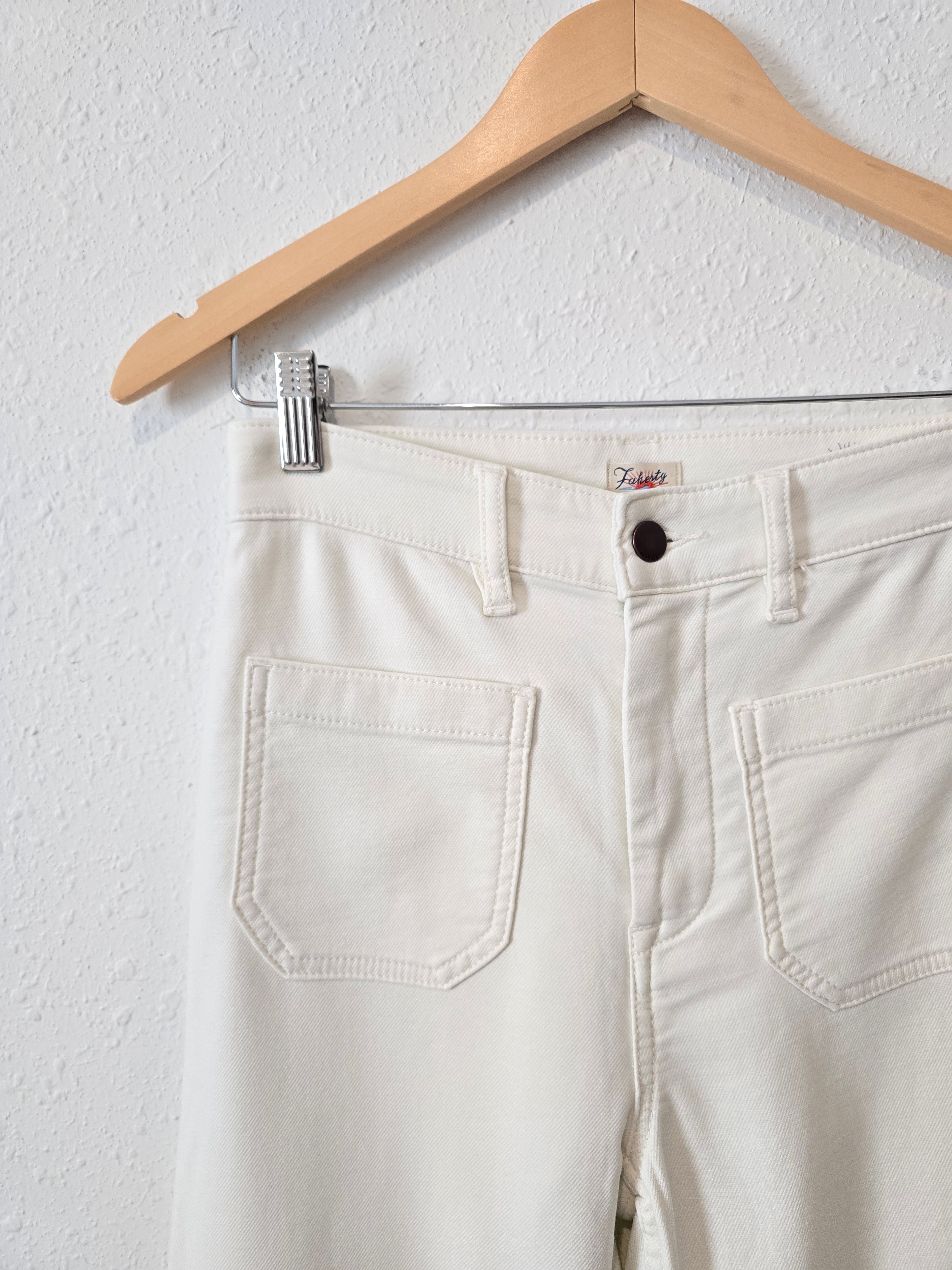 Faherty Ecru Wide Leg Jeans (26)