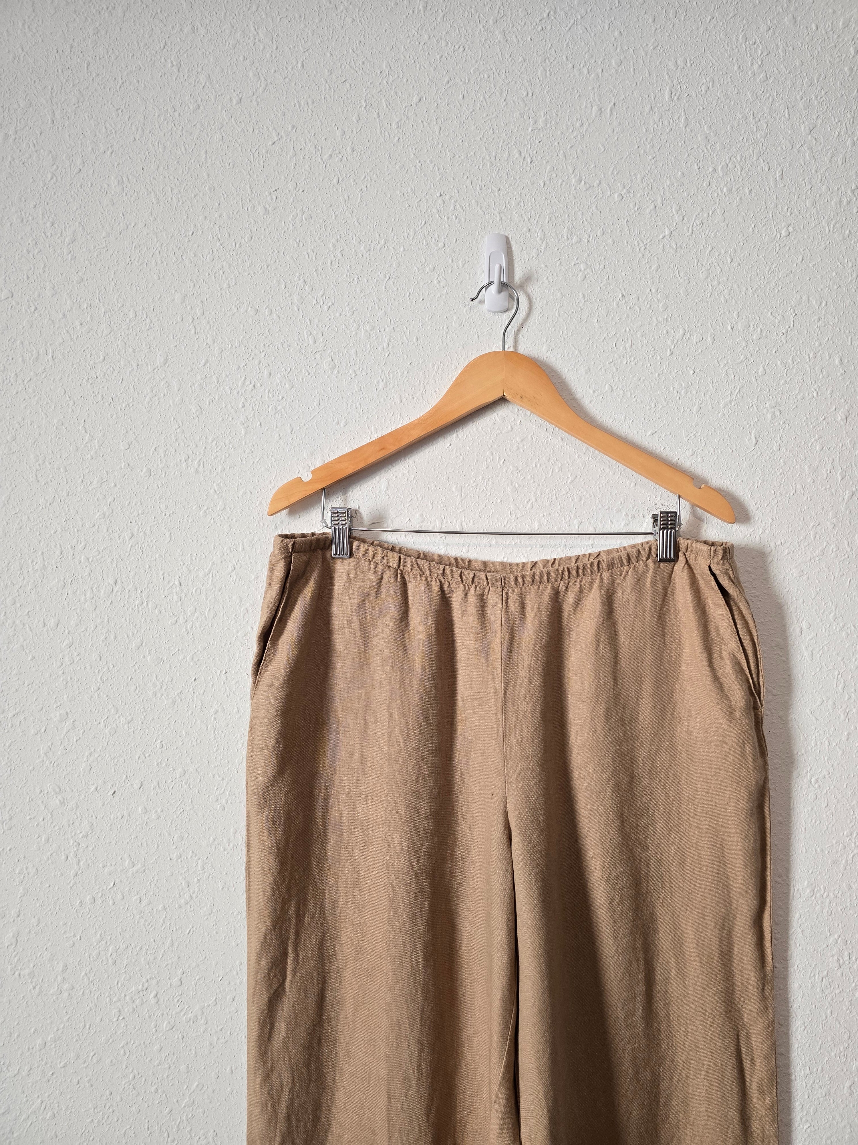 Camel Linen Wide Leg Pants (M)