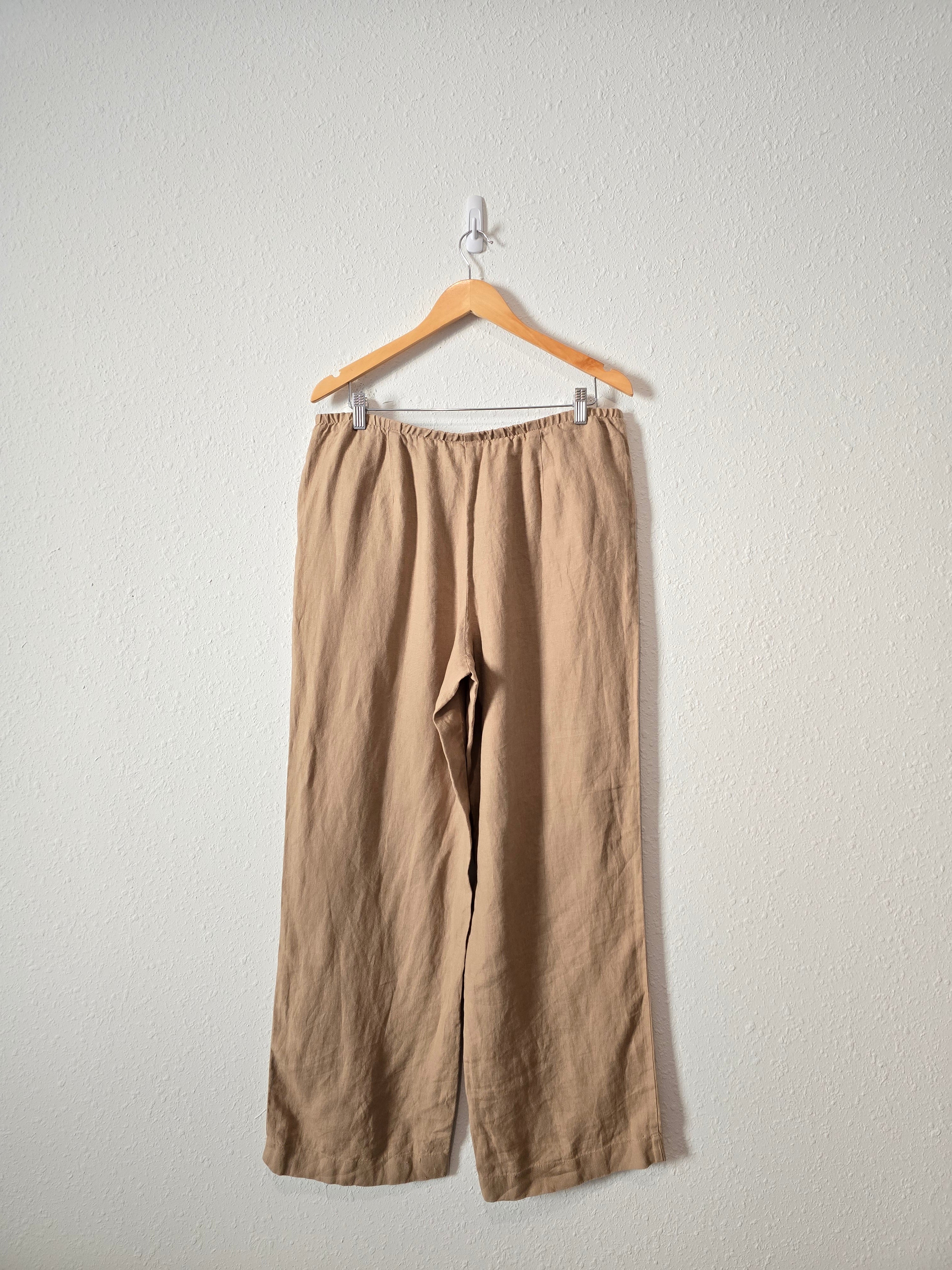 Camel Linen Wide Leg Pants (M)
