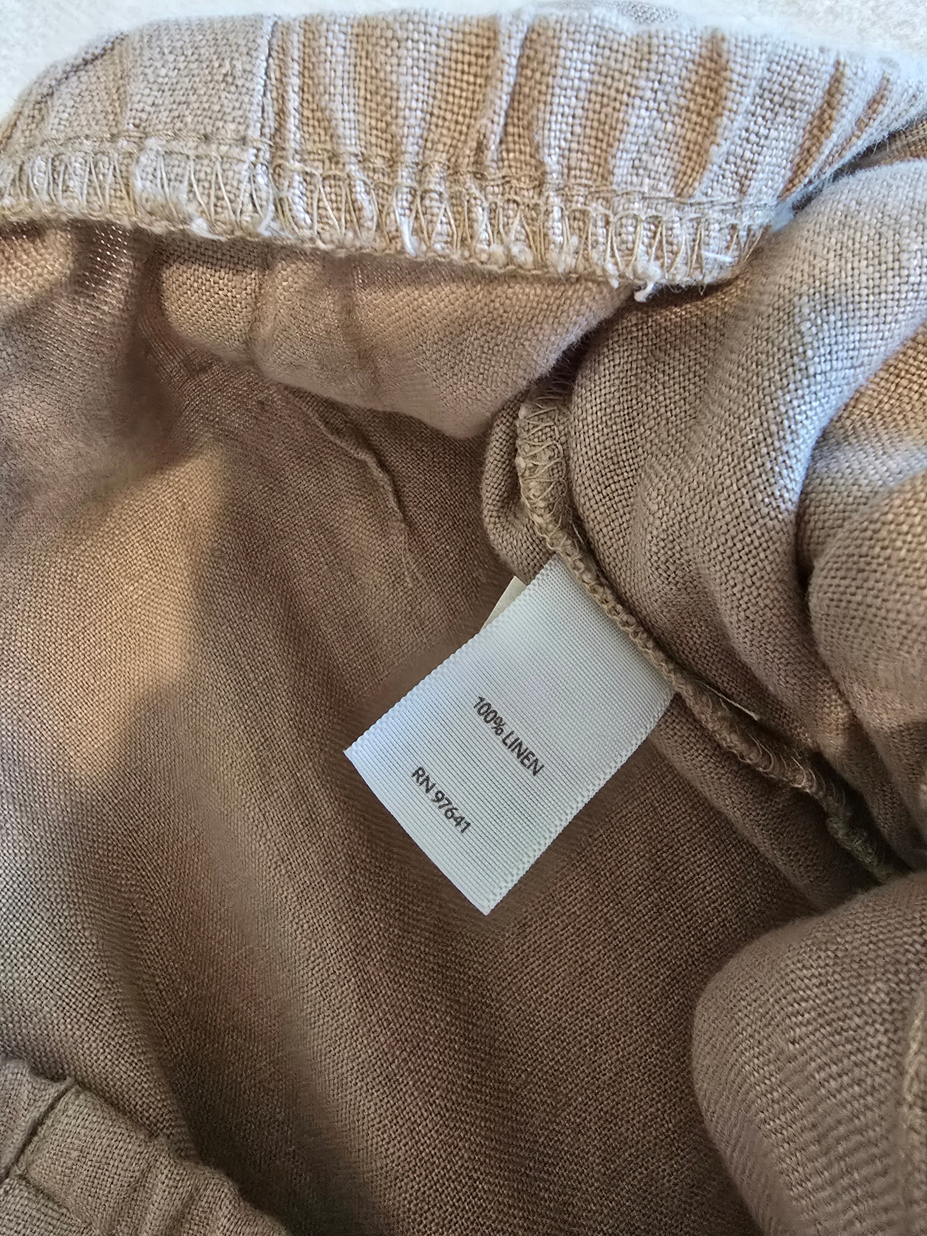 Camel Linen Wide Leg Pants (M)