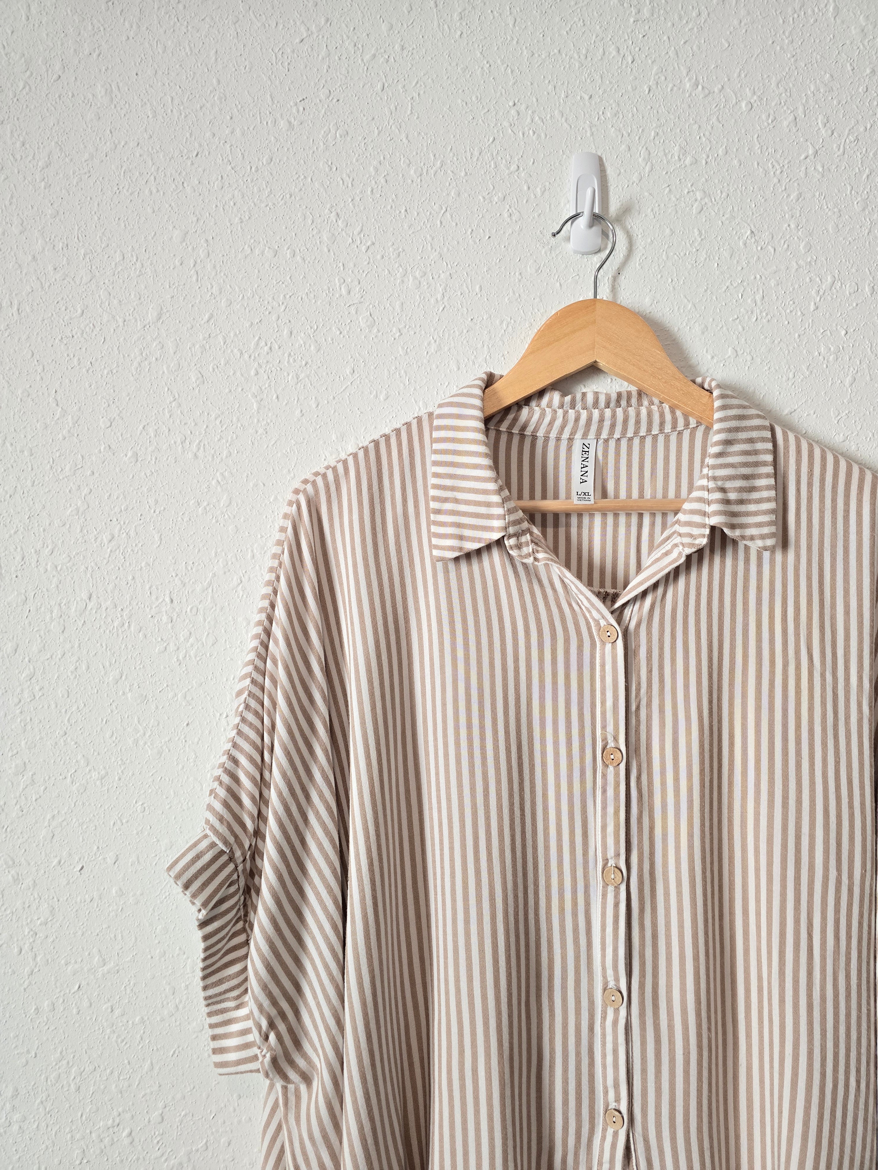 Oversized Striped Button Up (L/XL)