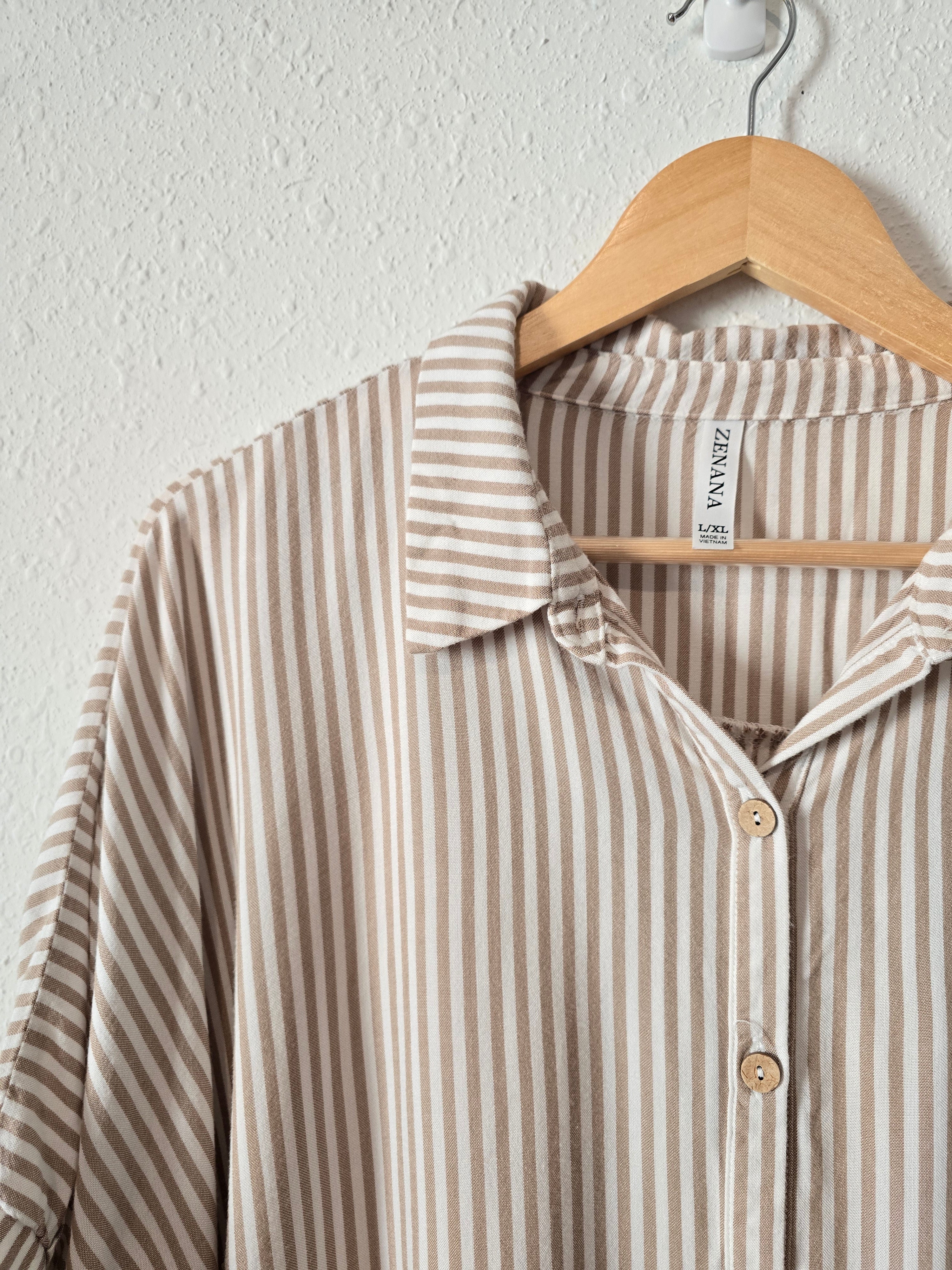 Oversized Striped Button Up (L/XL)
