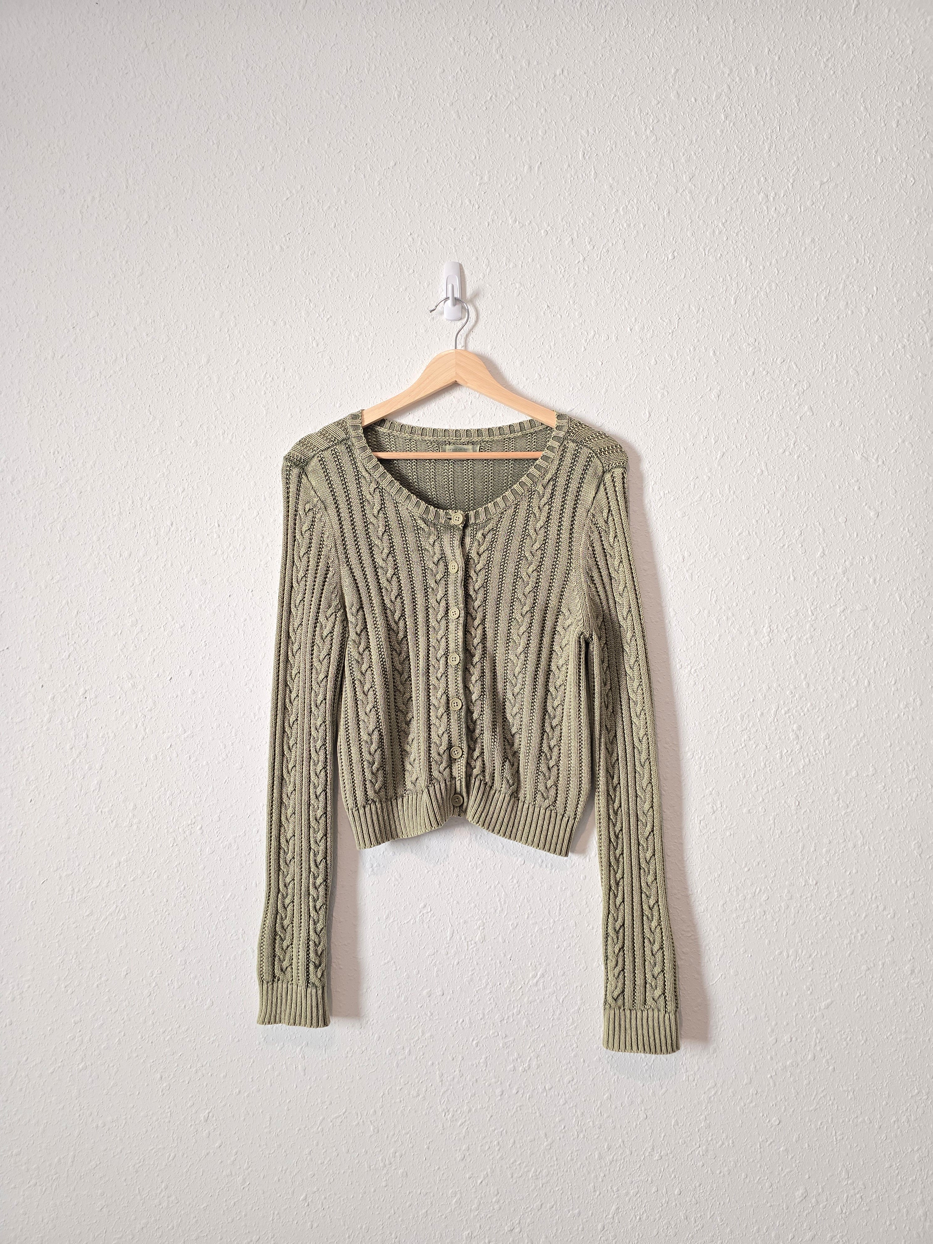 Green Cable Knit Cardigan (M)