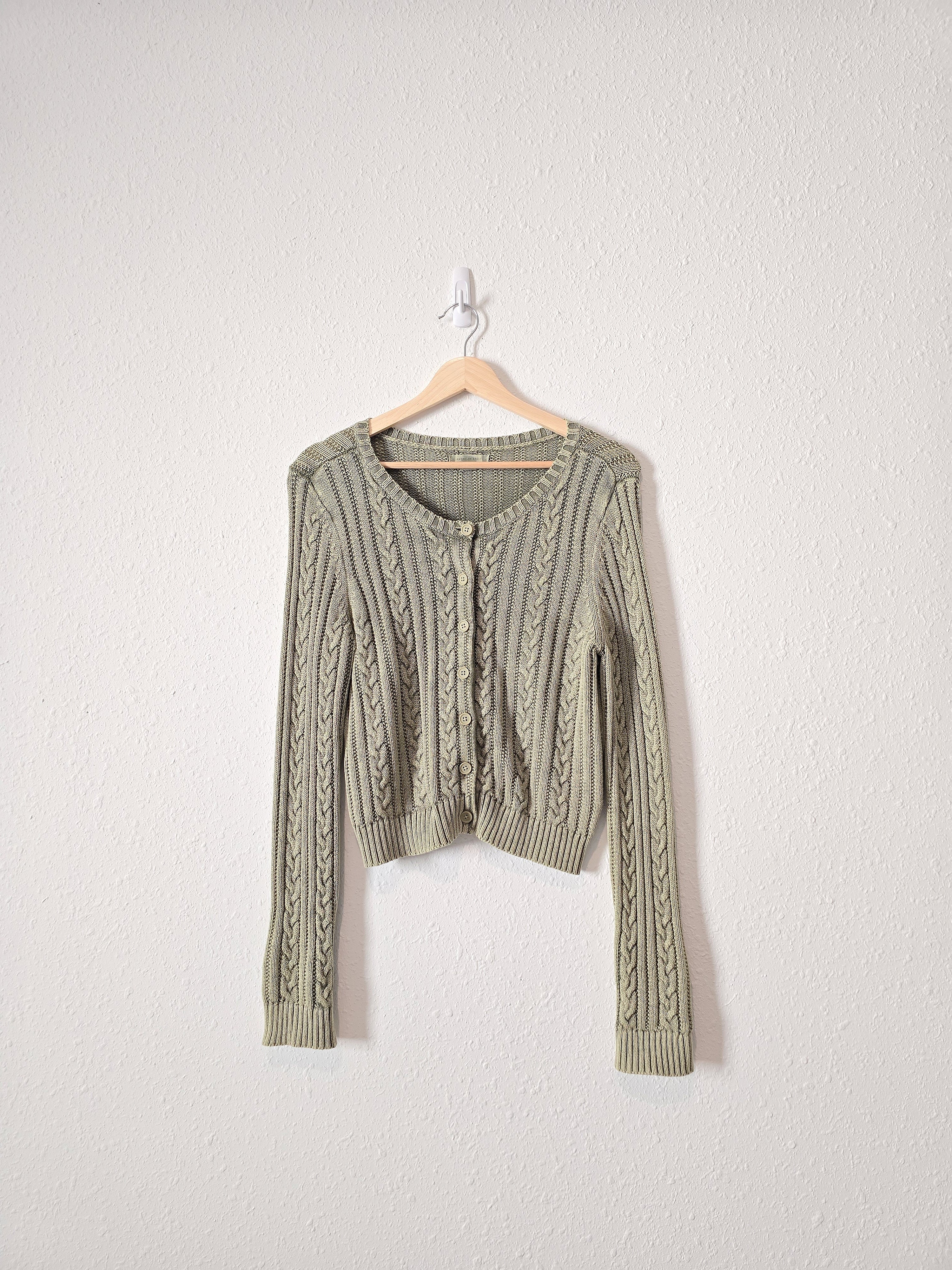 Green Cable Knit Cardigan (M)