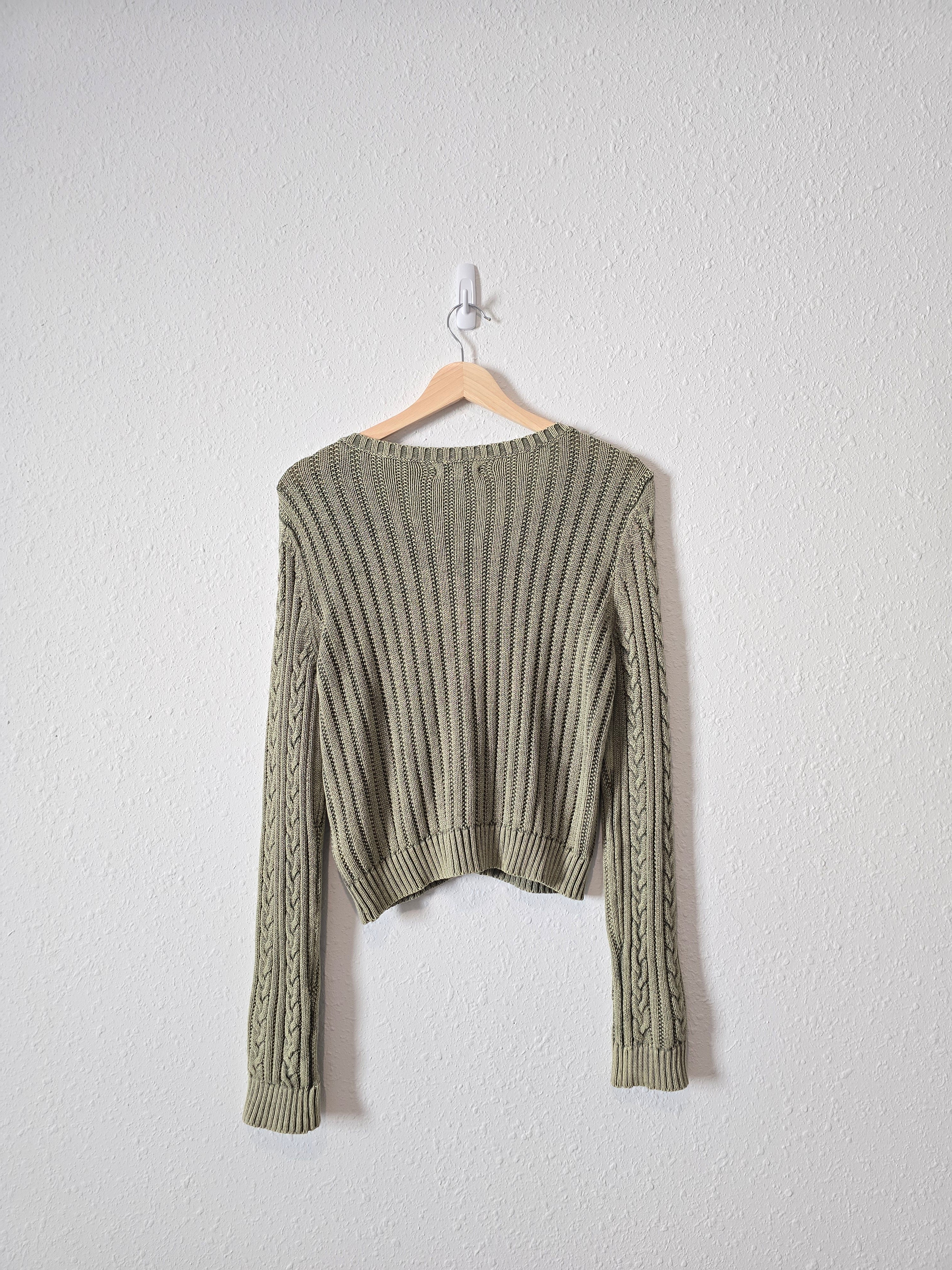 Green Cable Knit Cardigan (M)