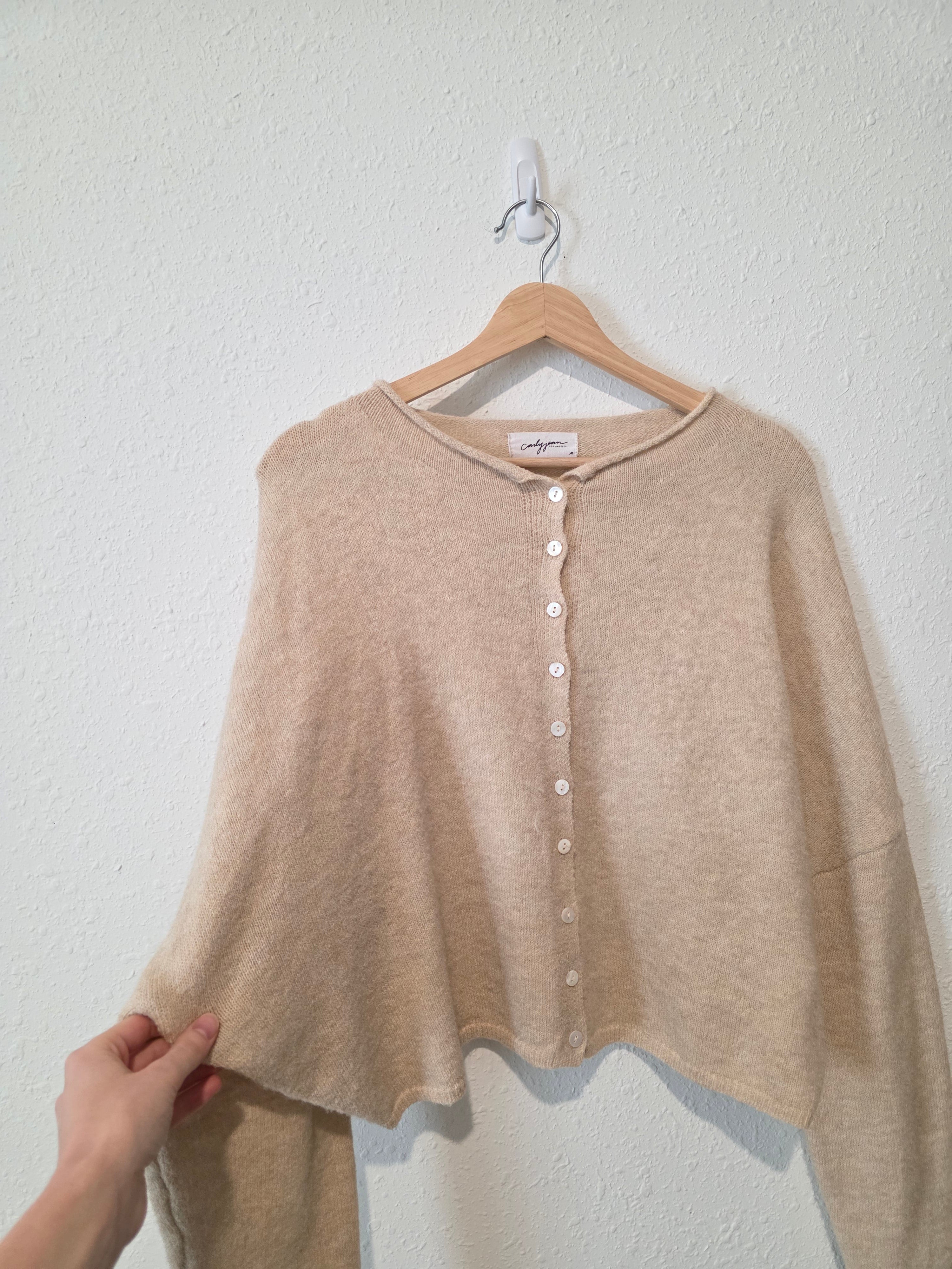 Carly Jean Neutral Button Up Sweater (M)