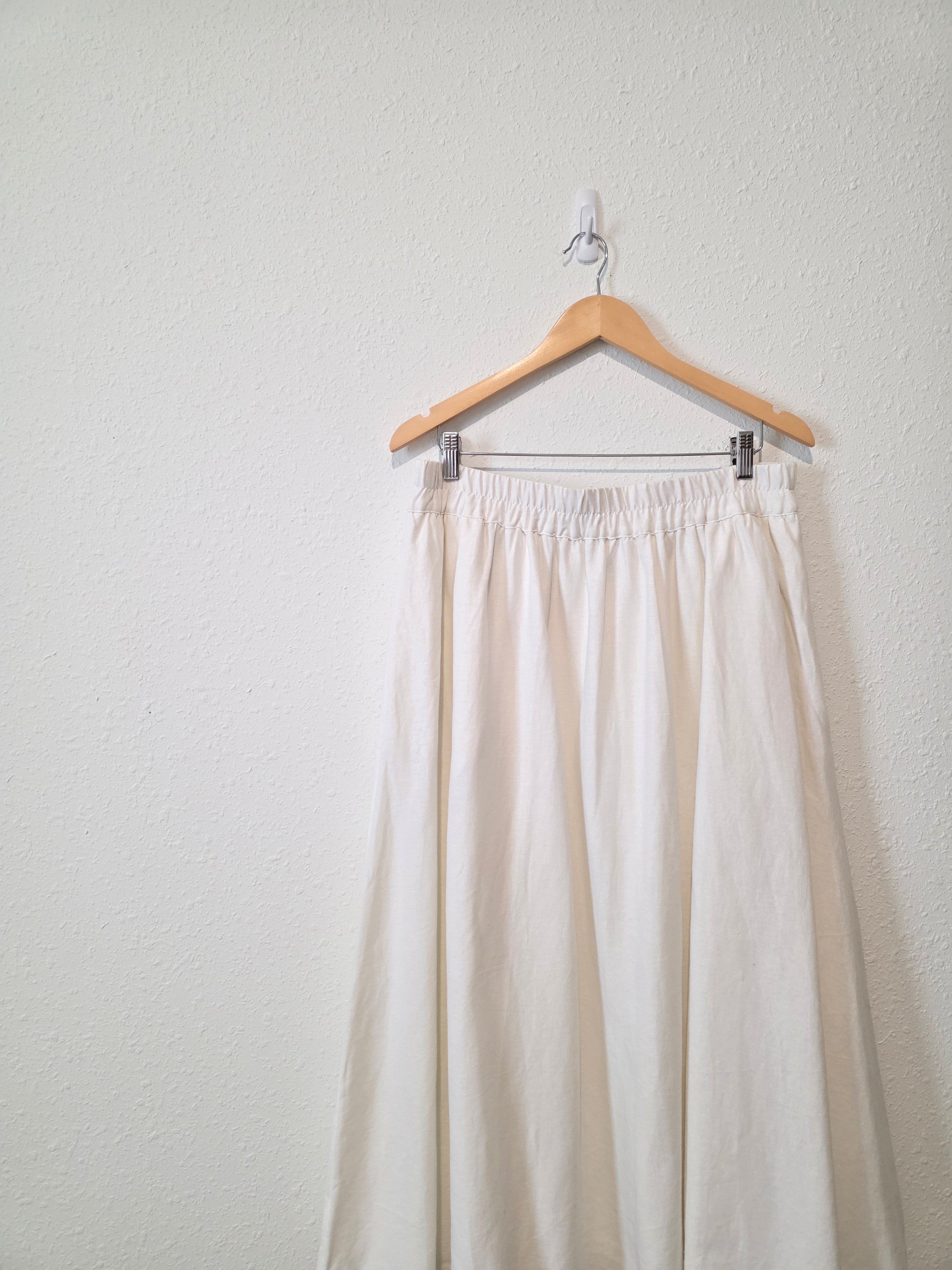 Linen Blend Midi Skirt (L)