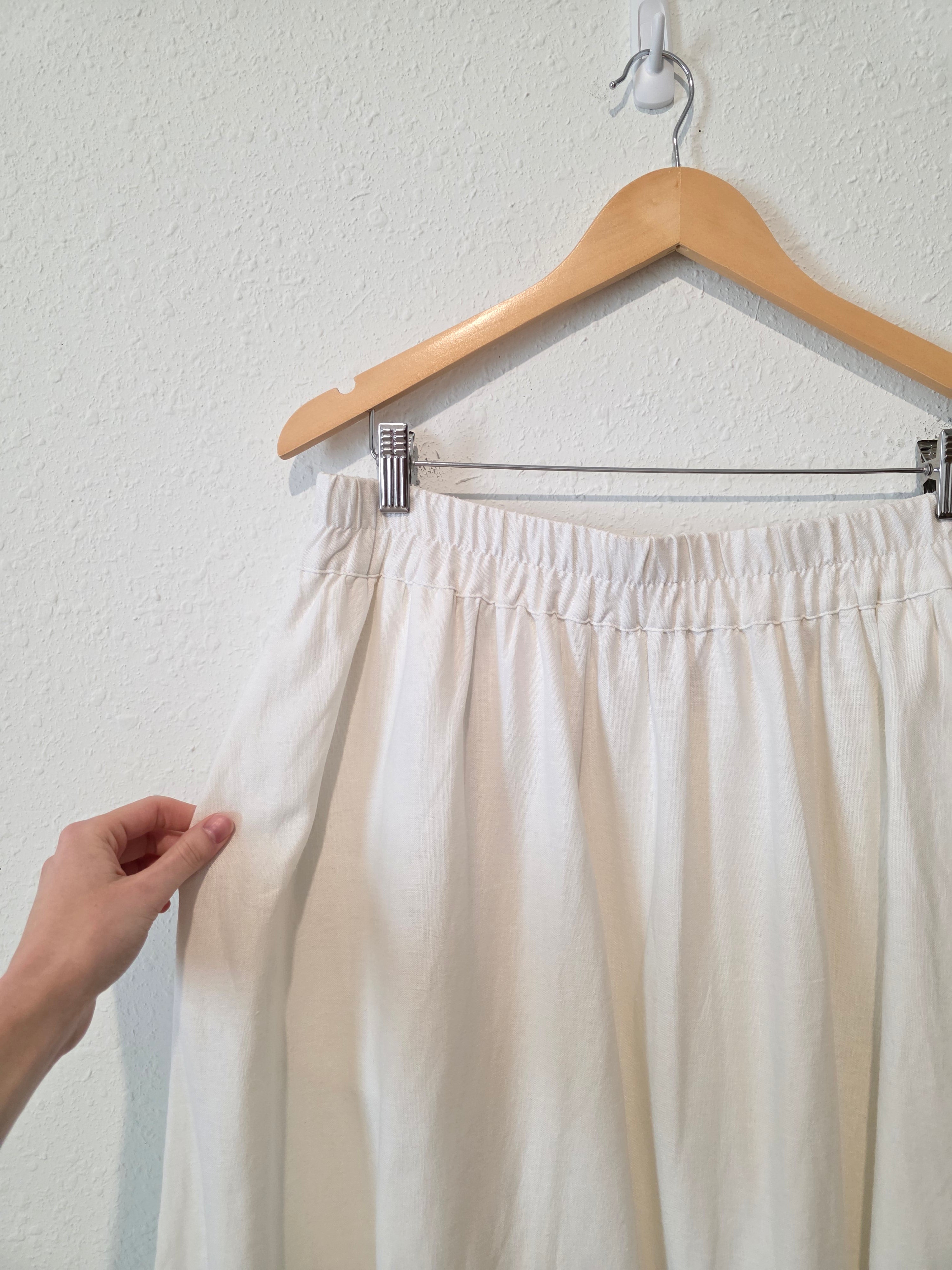 Linen Blend Midi Skirt (L)