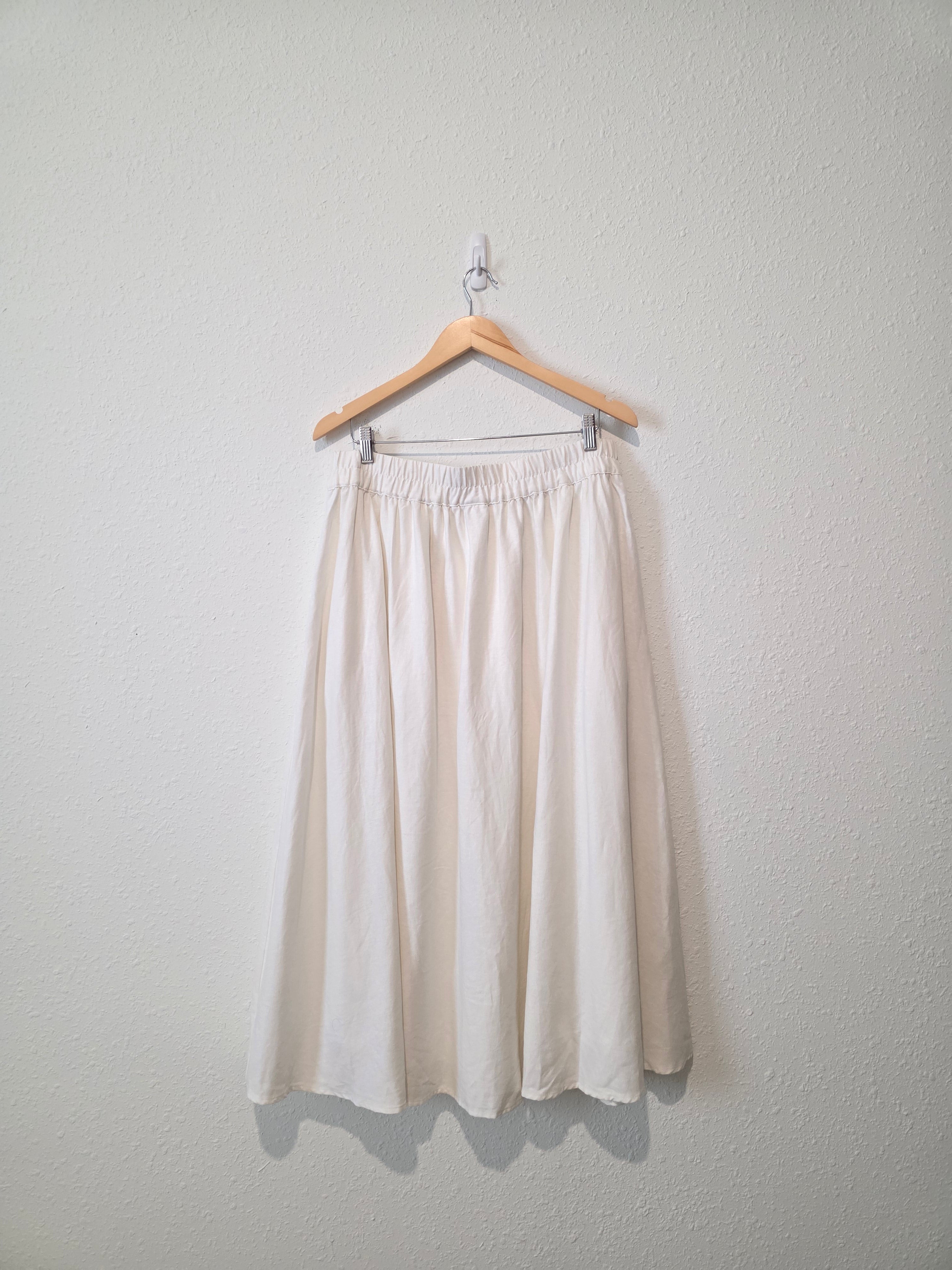 Linen Blend Midi Skirt (L)