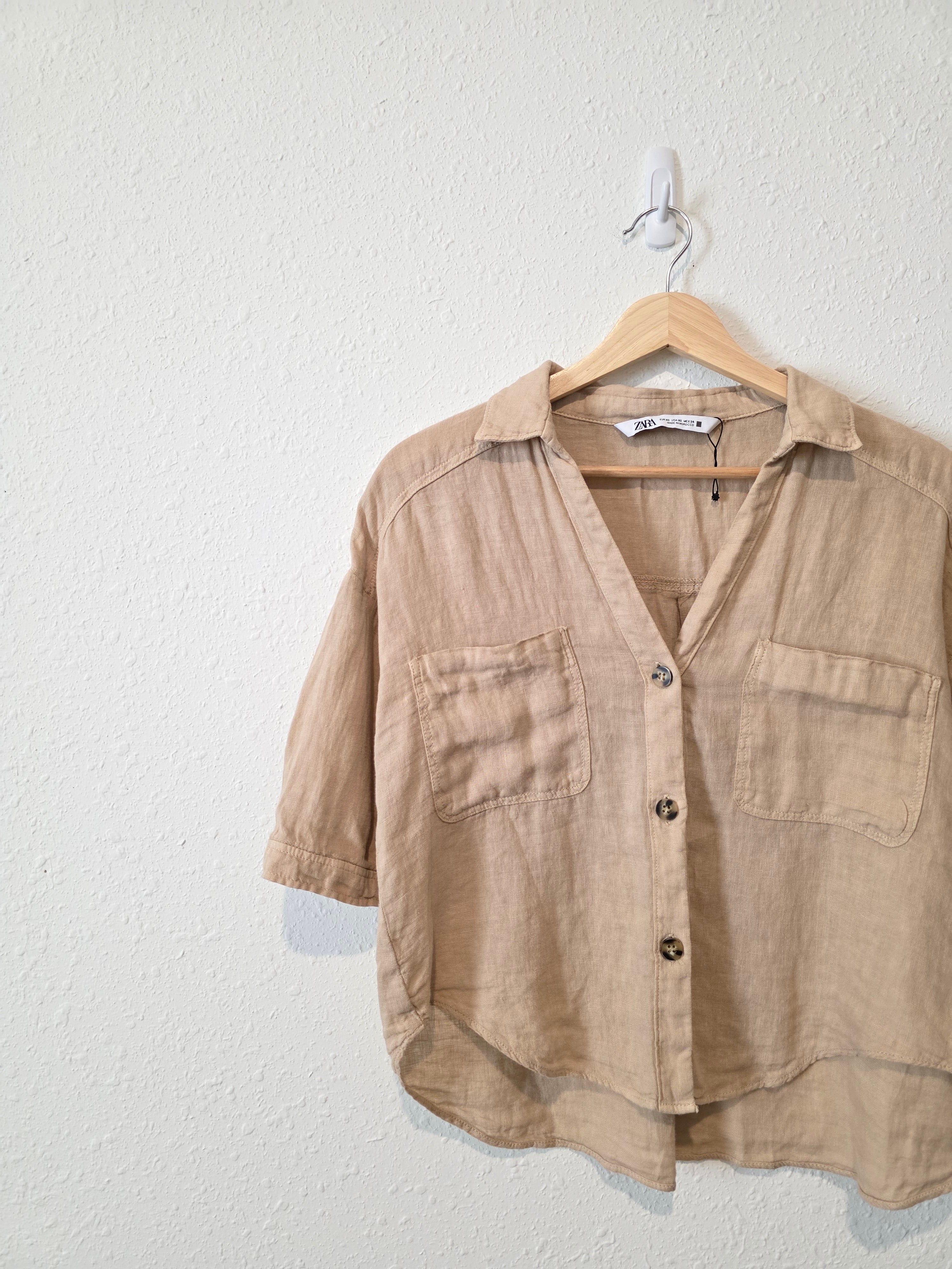 Zara Relaxed Linen Button Up (XS)