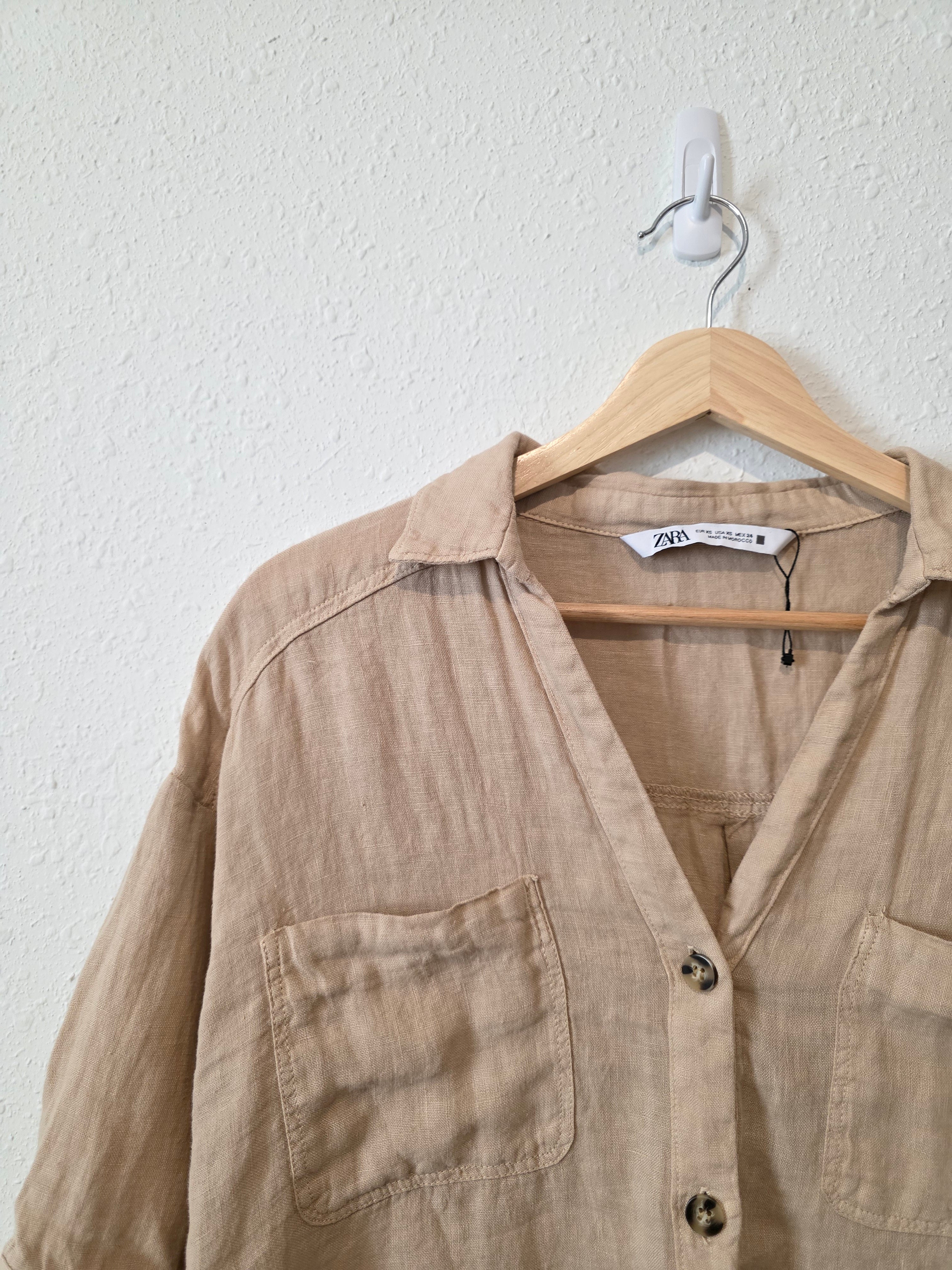 Zara Relaxed Linen Button Up (XS)