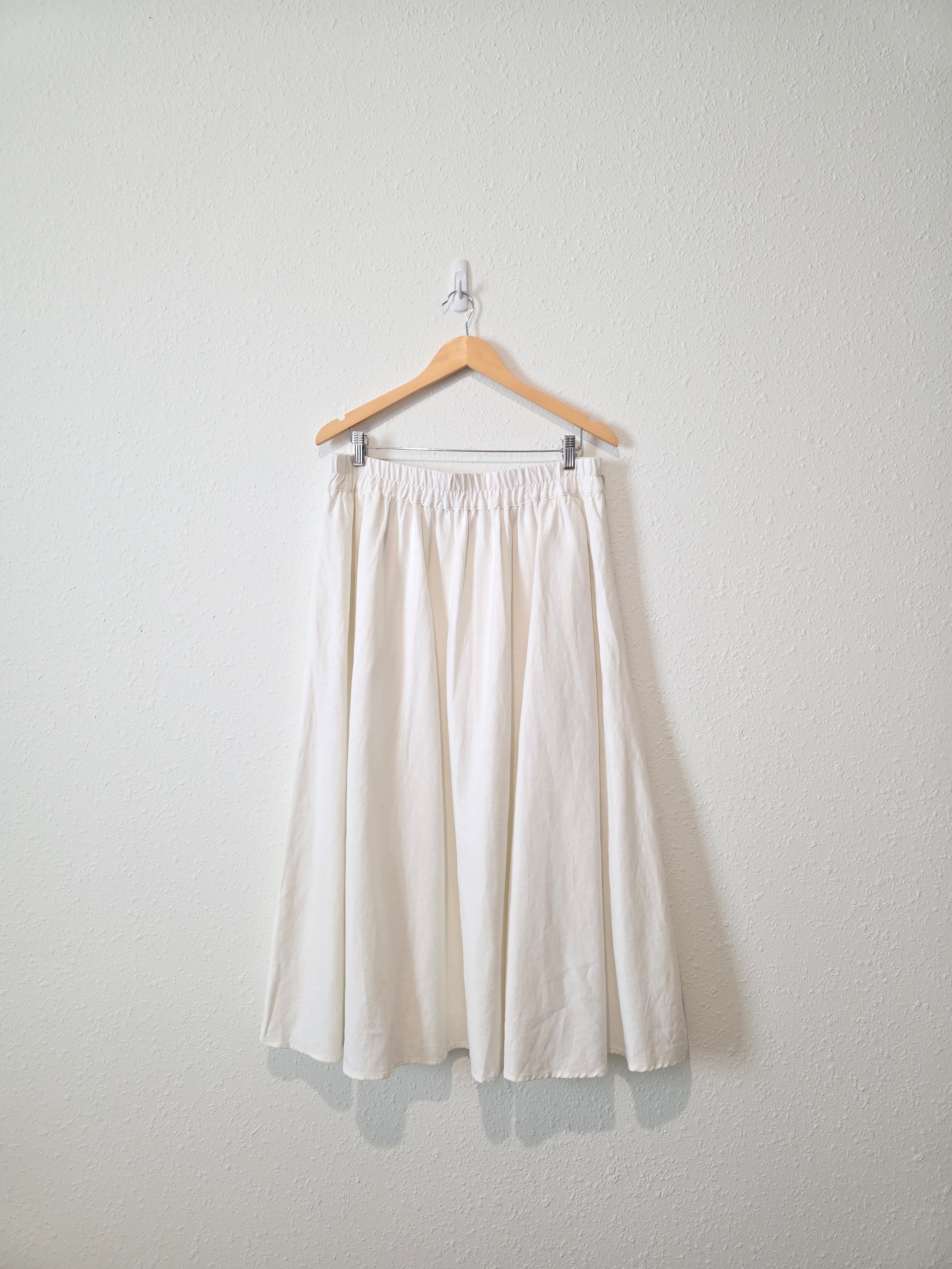 Linen Blend Midi Skirt (L)