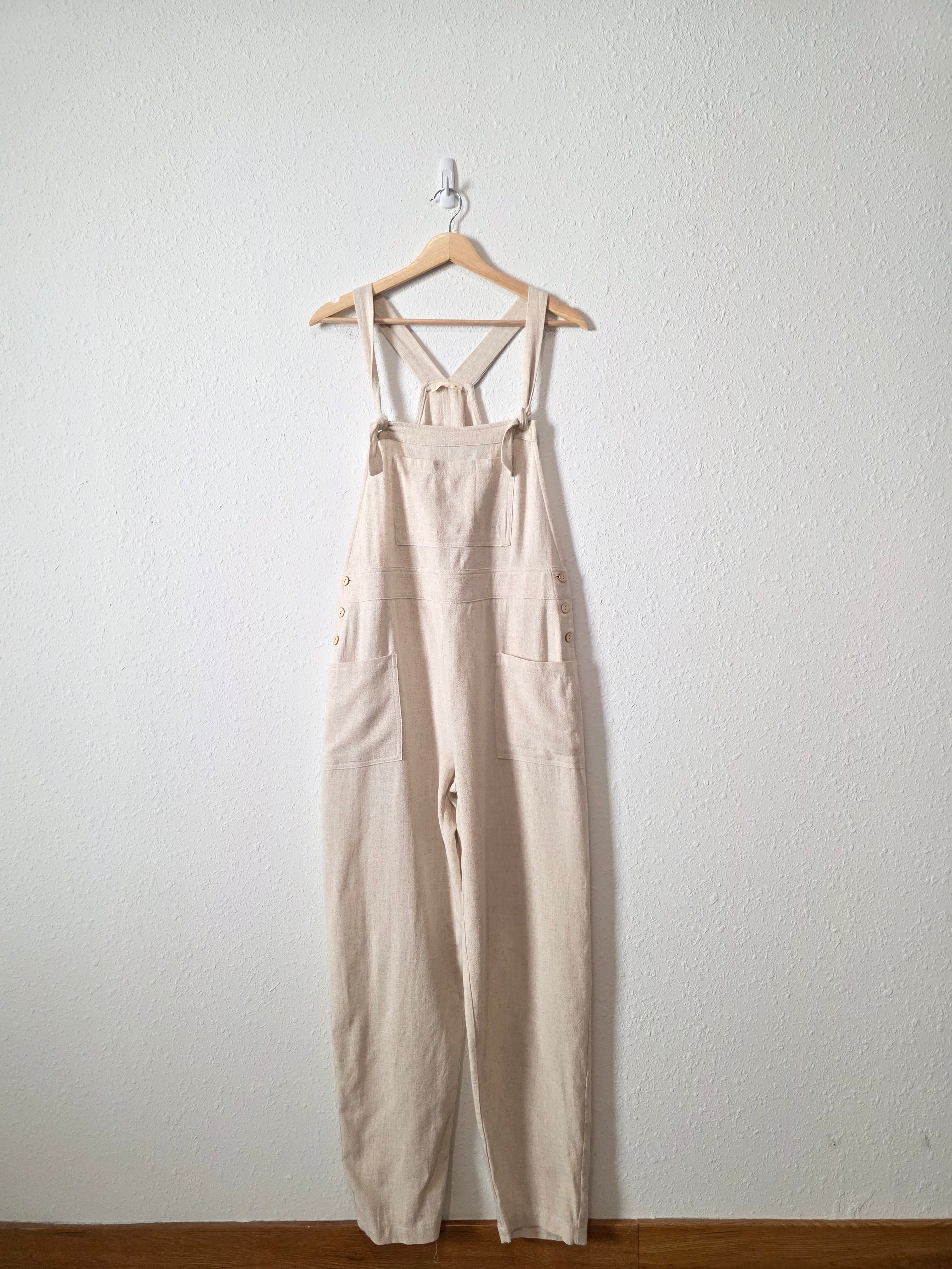 Linen Blend Relaxed Overalls (M)