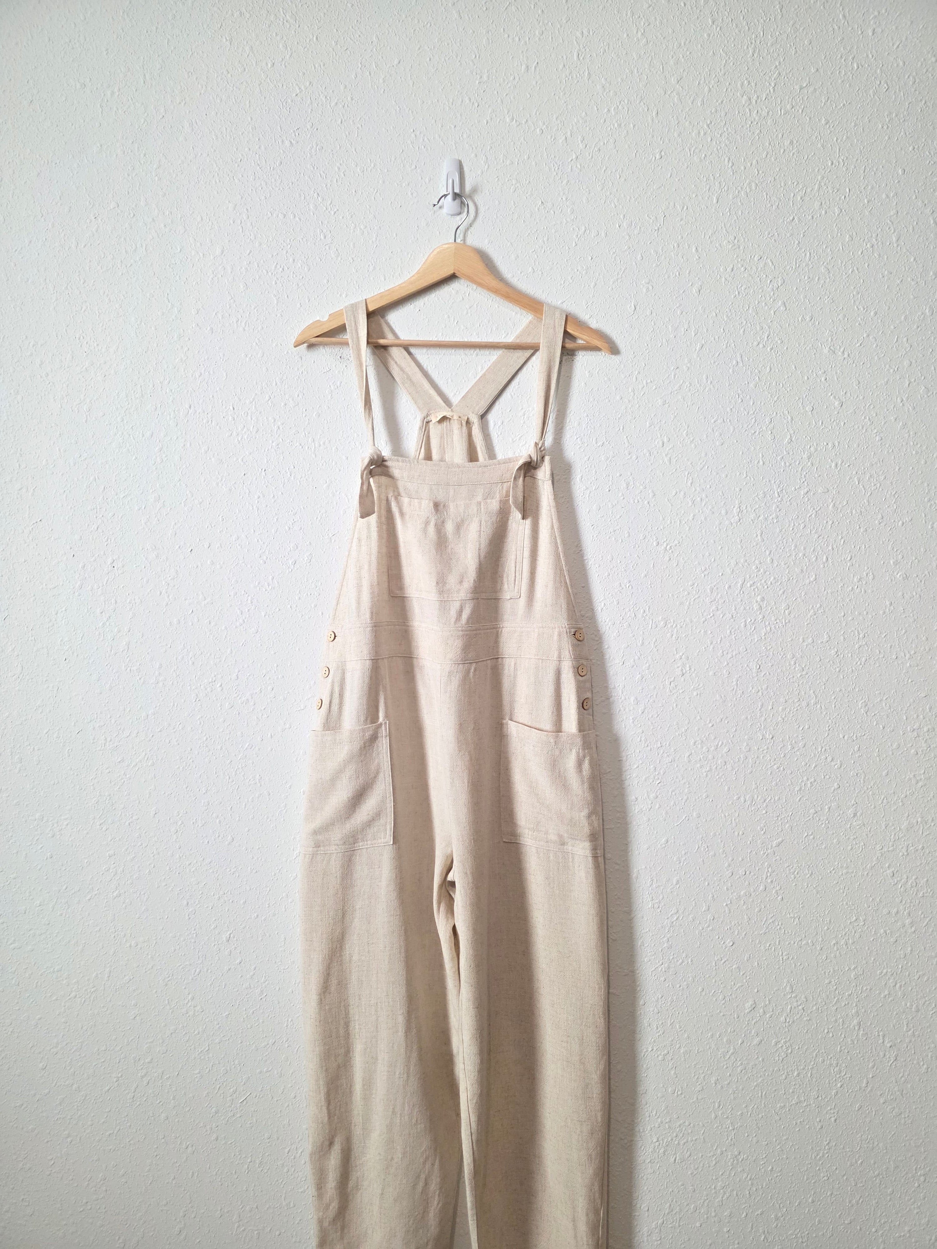 Linen Blend Relaxed Overalls (M)