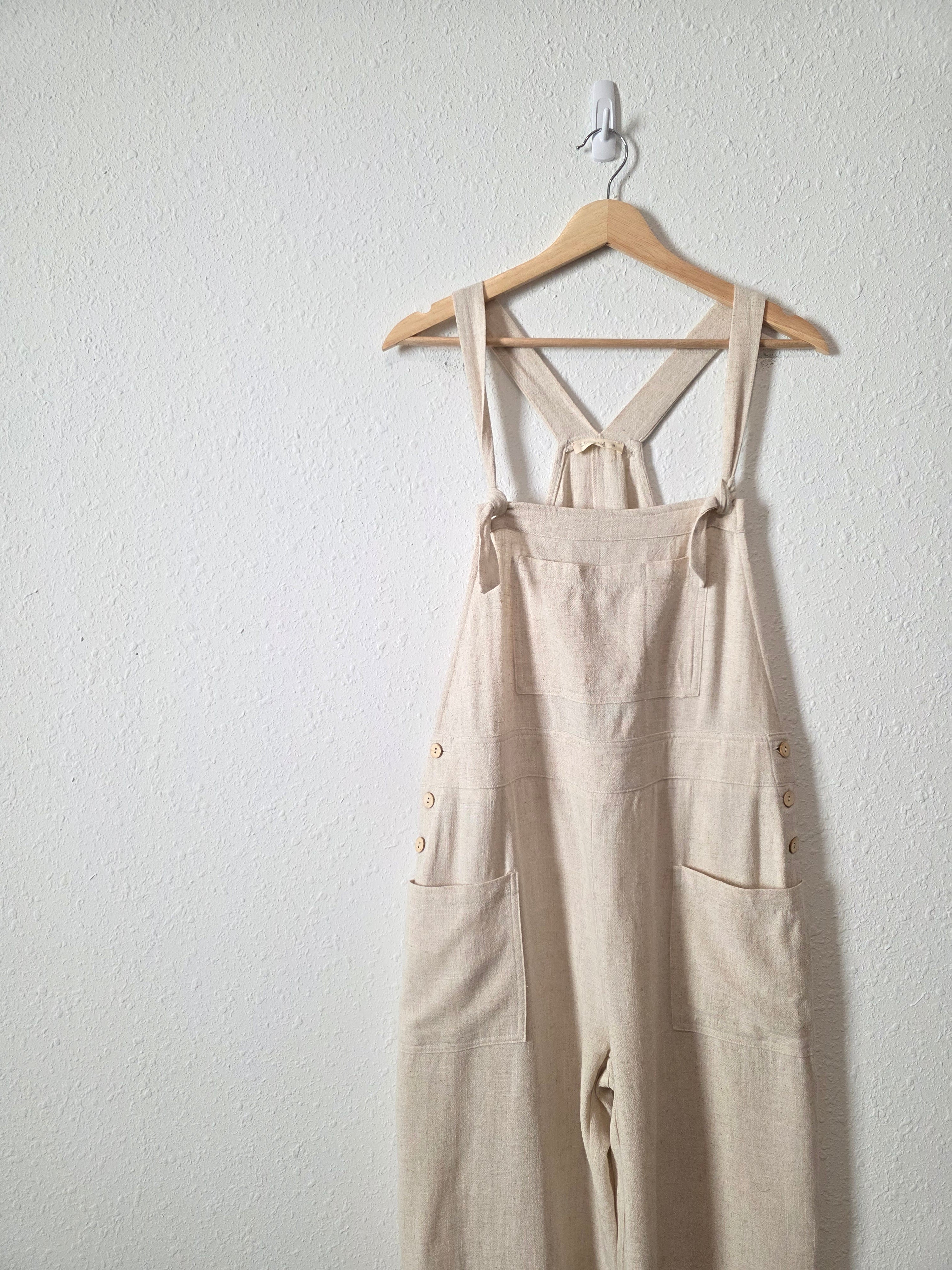 Linen Blend Relaxed Overalls (M)
