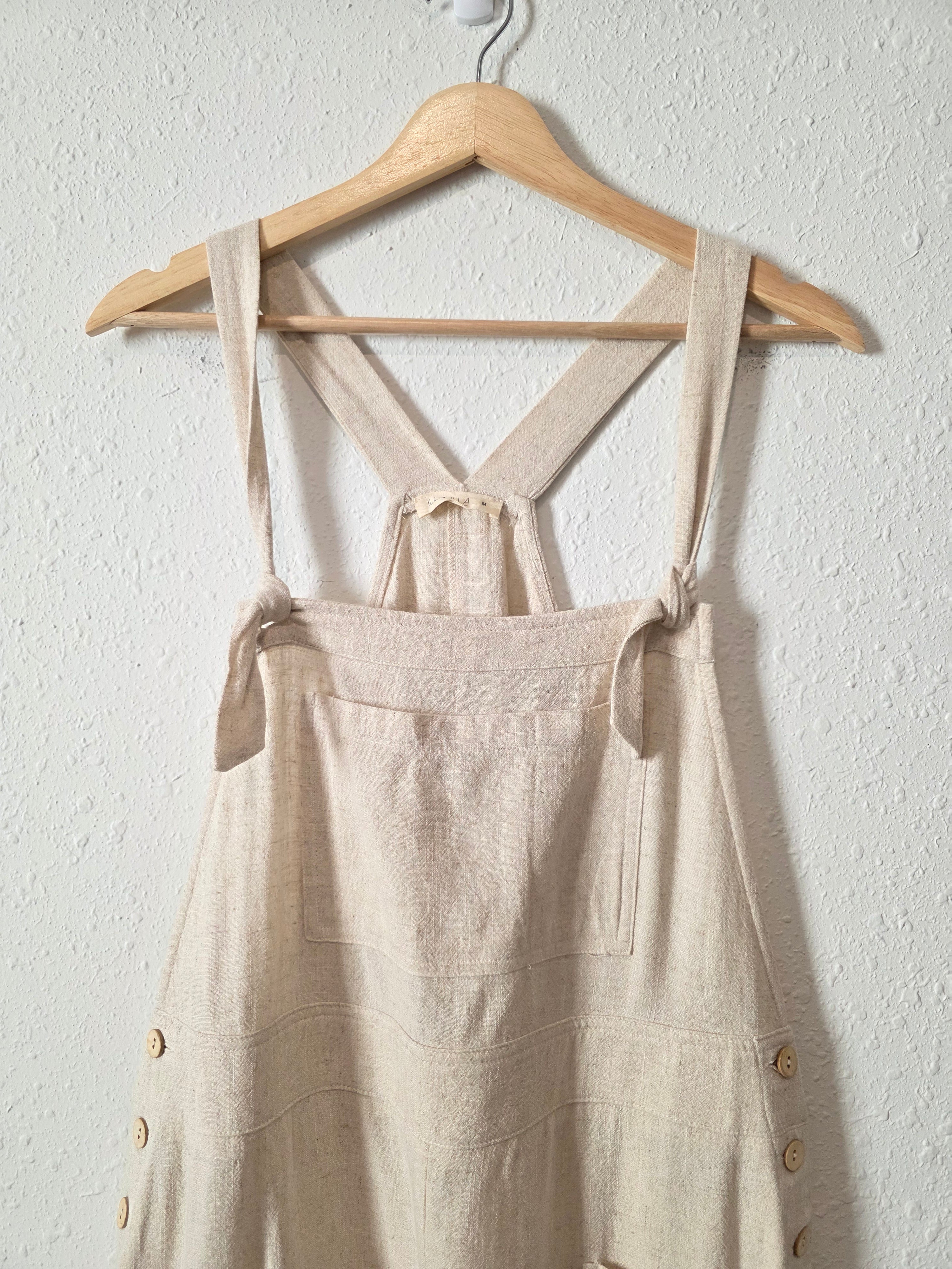 Linen Blend Relaxed Overalls (M)