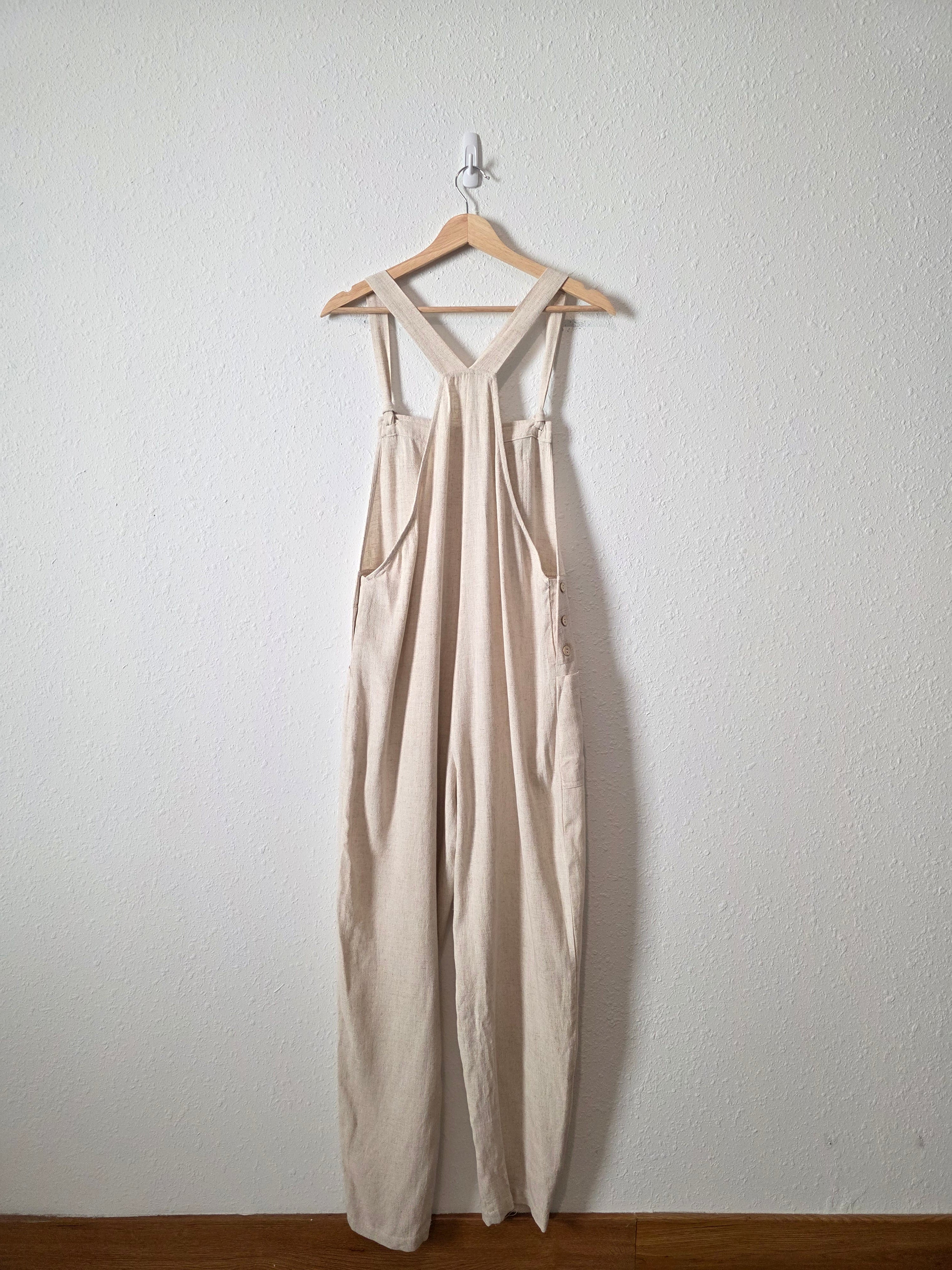 Linen Blend Relaxed Overalls (M)