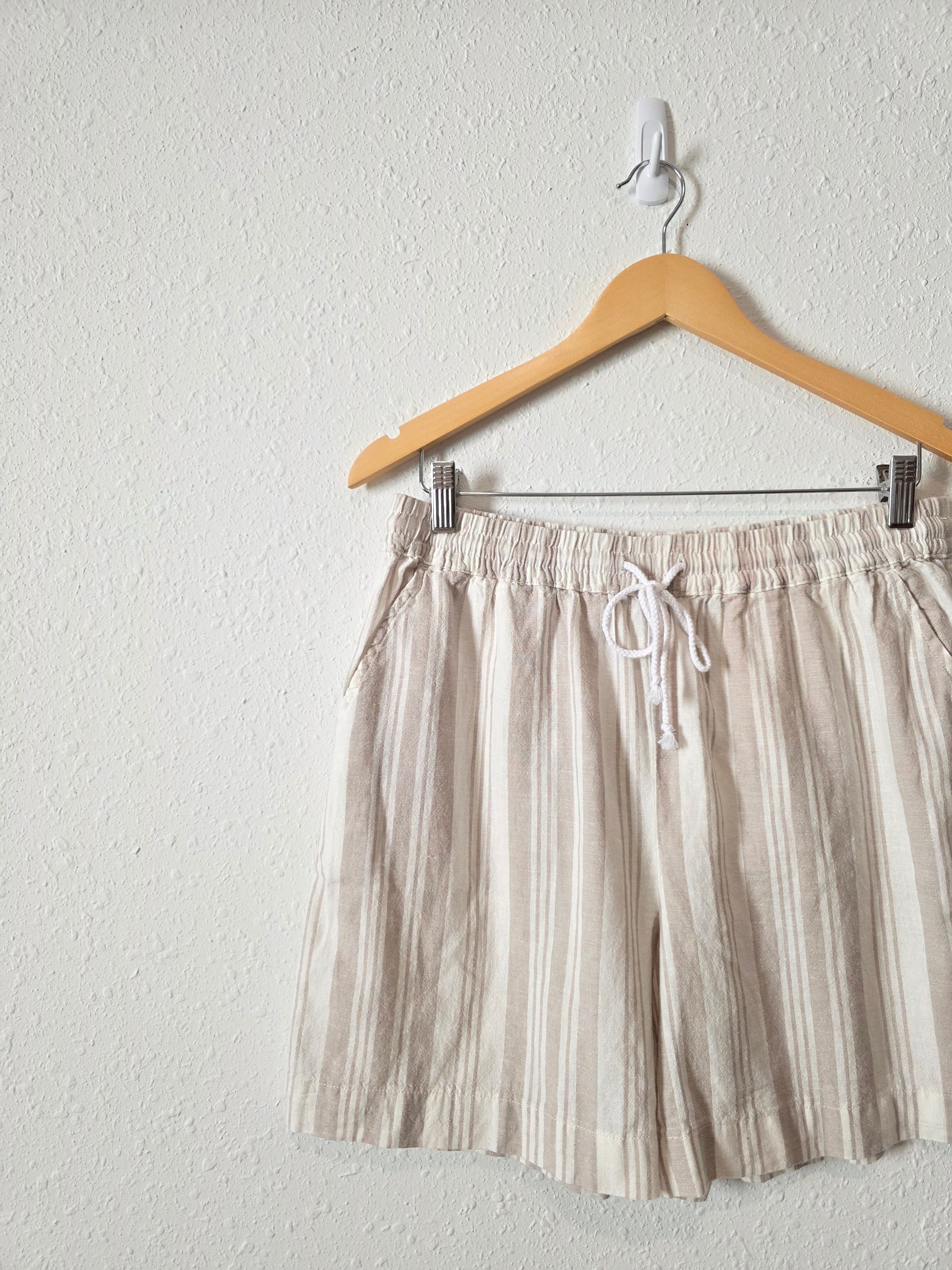 NEW Linen Cotton Striped Shorts (M)