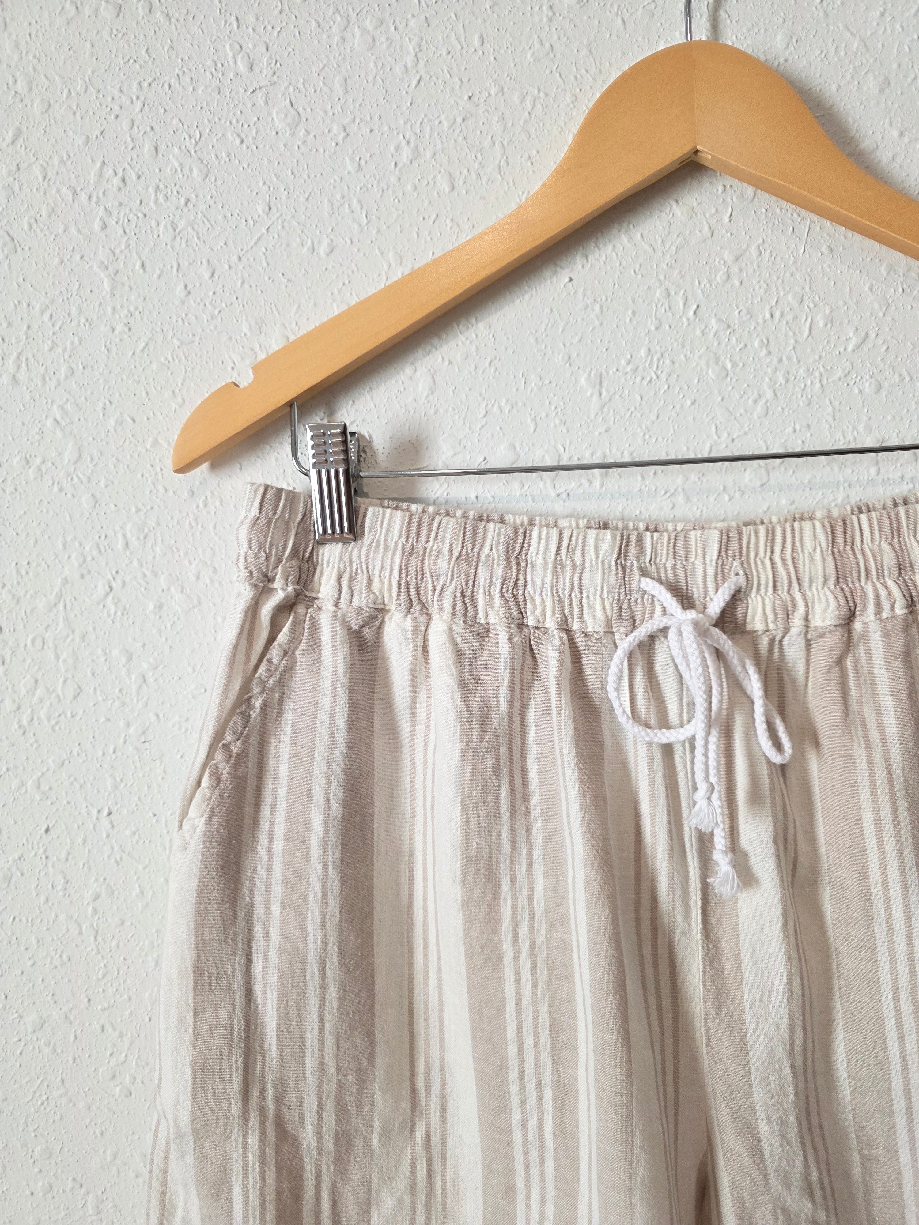 NEW Linen Cotton Striped Shorts (M)