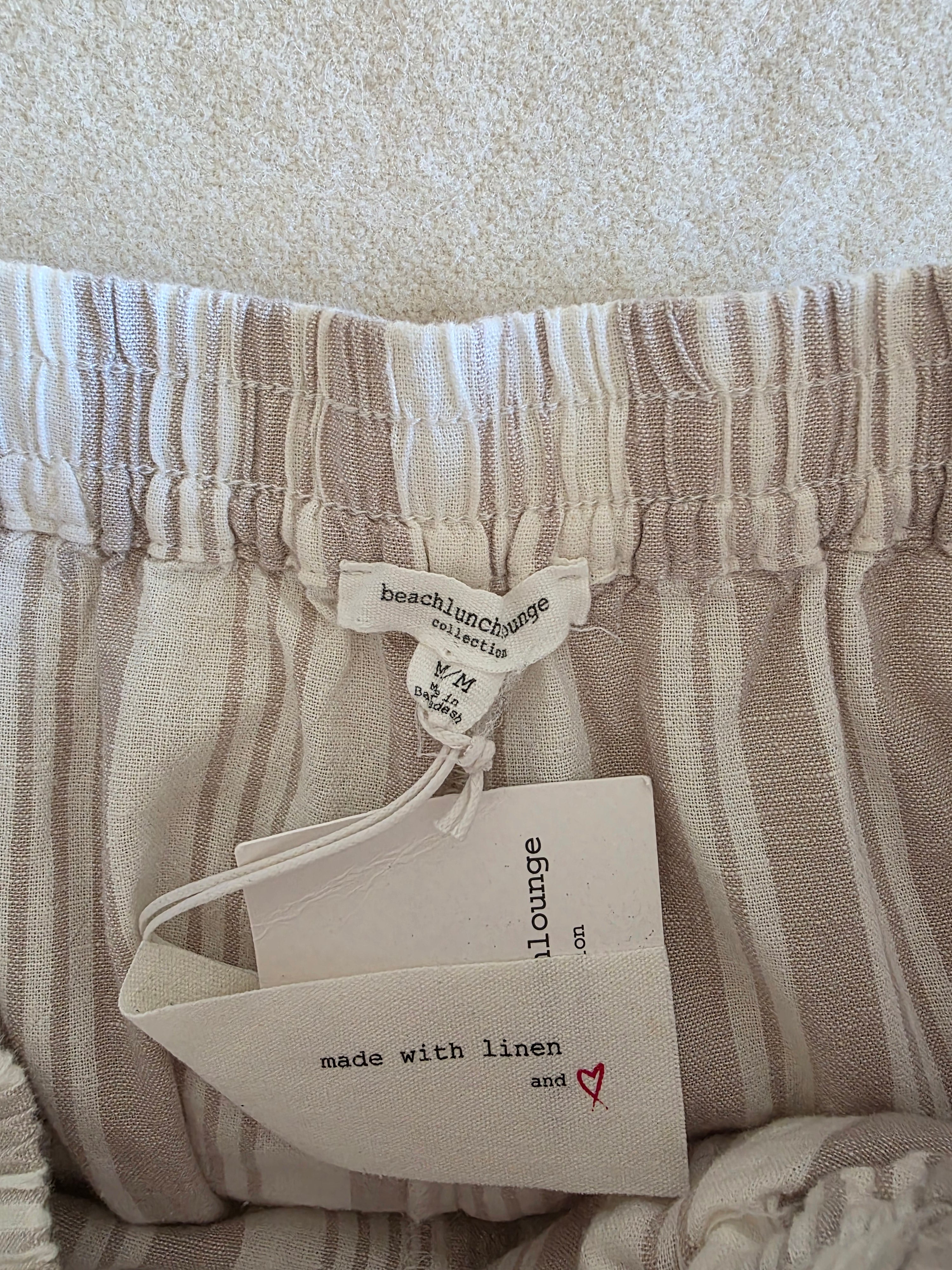 NEW Linen Cotton Striped Shorts (M)