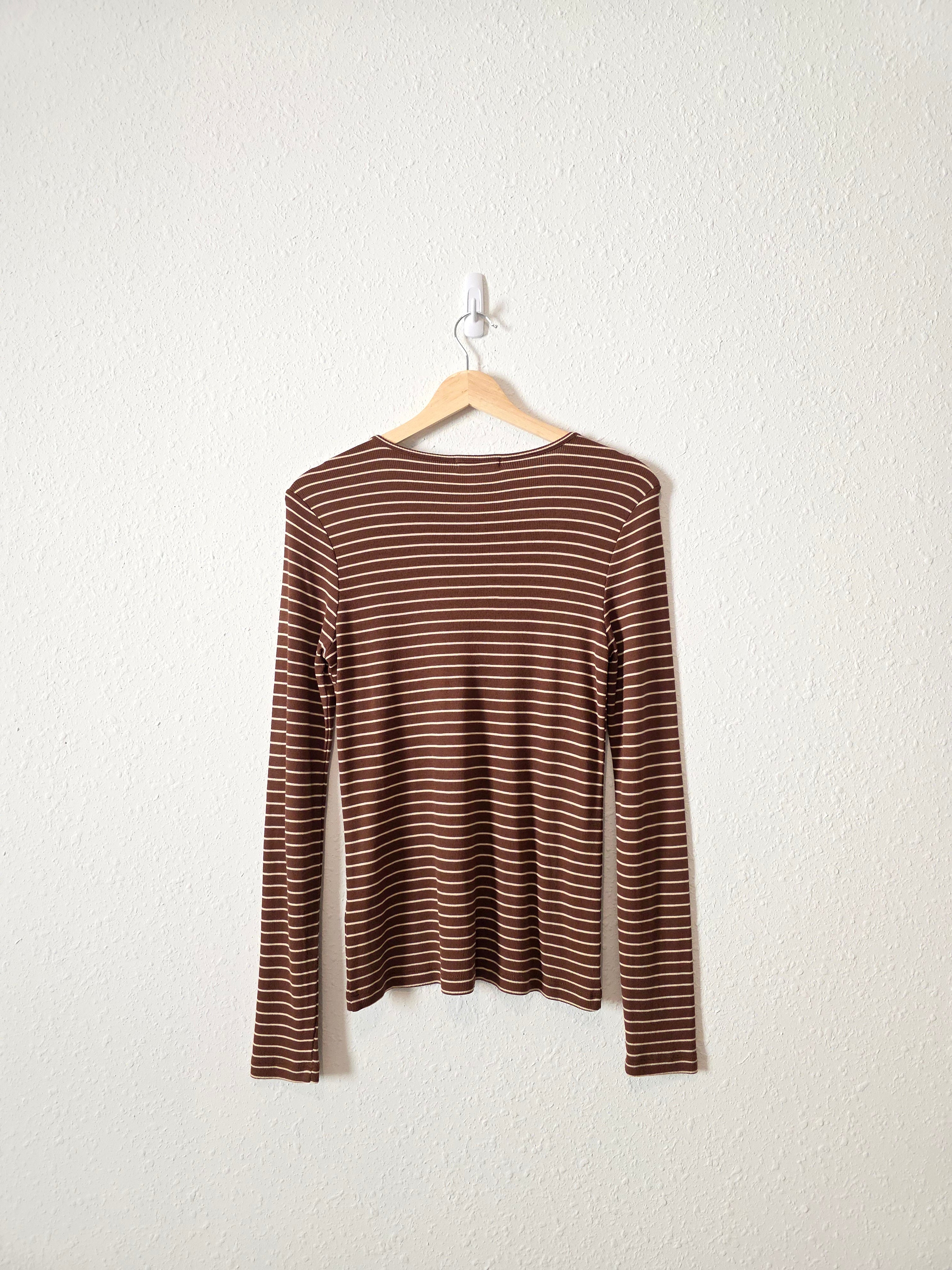 Marine Layer Brown Striped Tee (M)