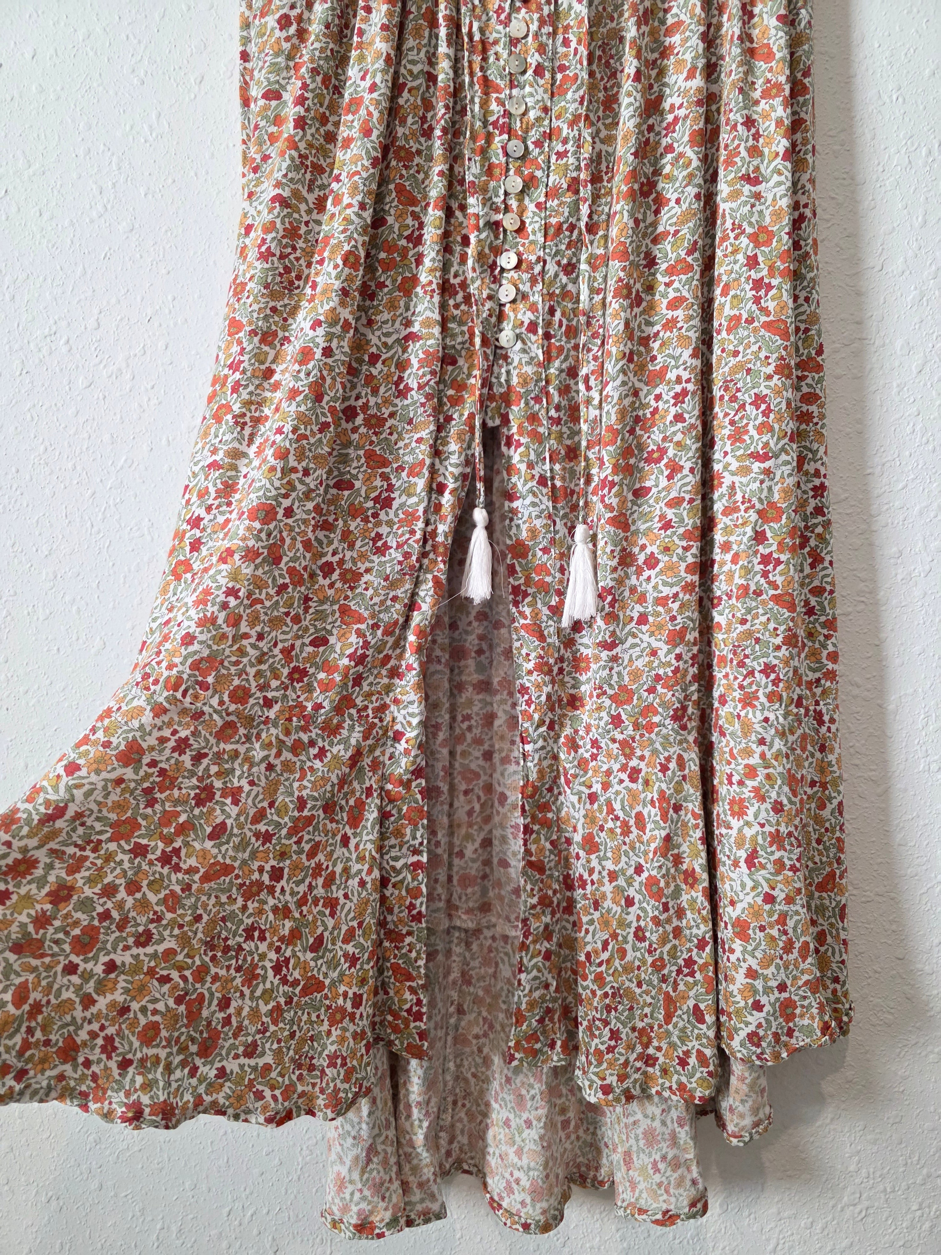Colorful Floral Maxi Skirt (L)