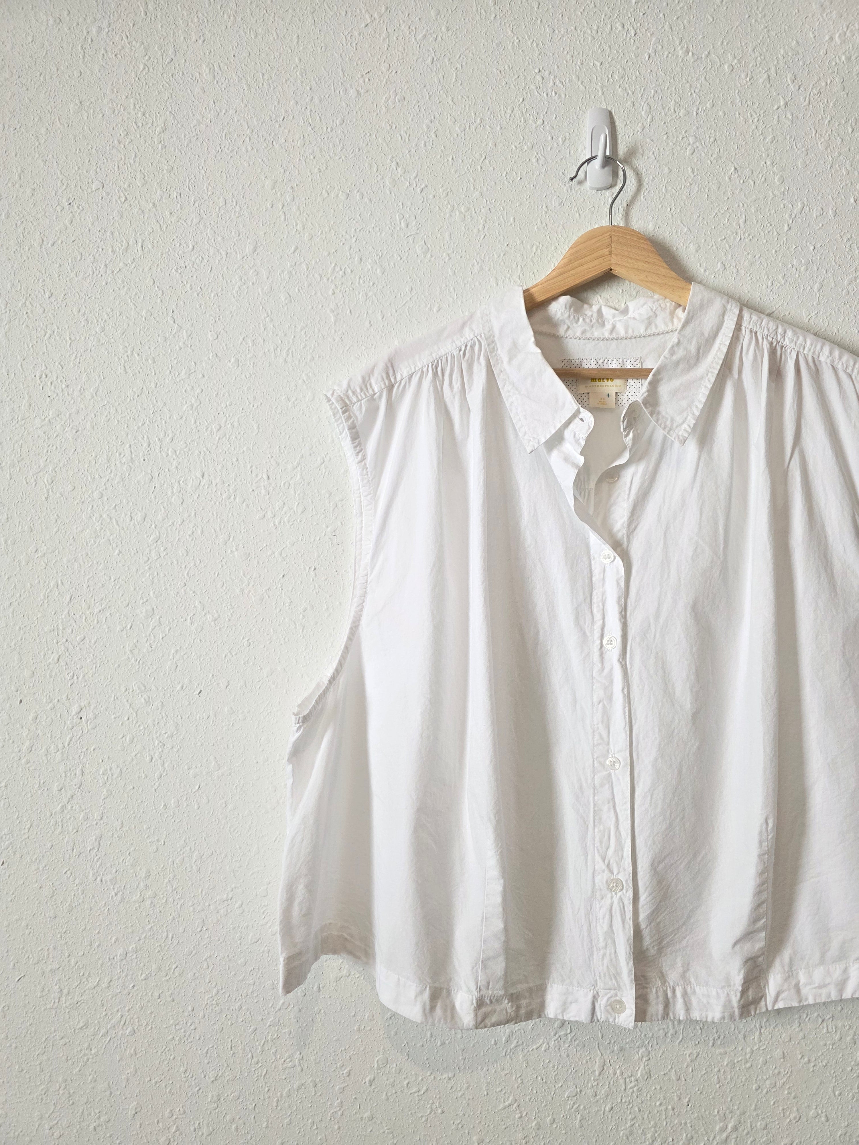 Anthropologie White Button Up Tank (3X)