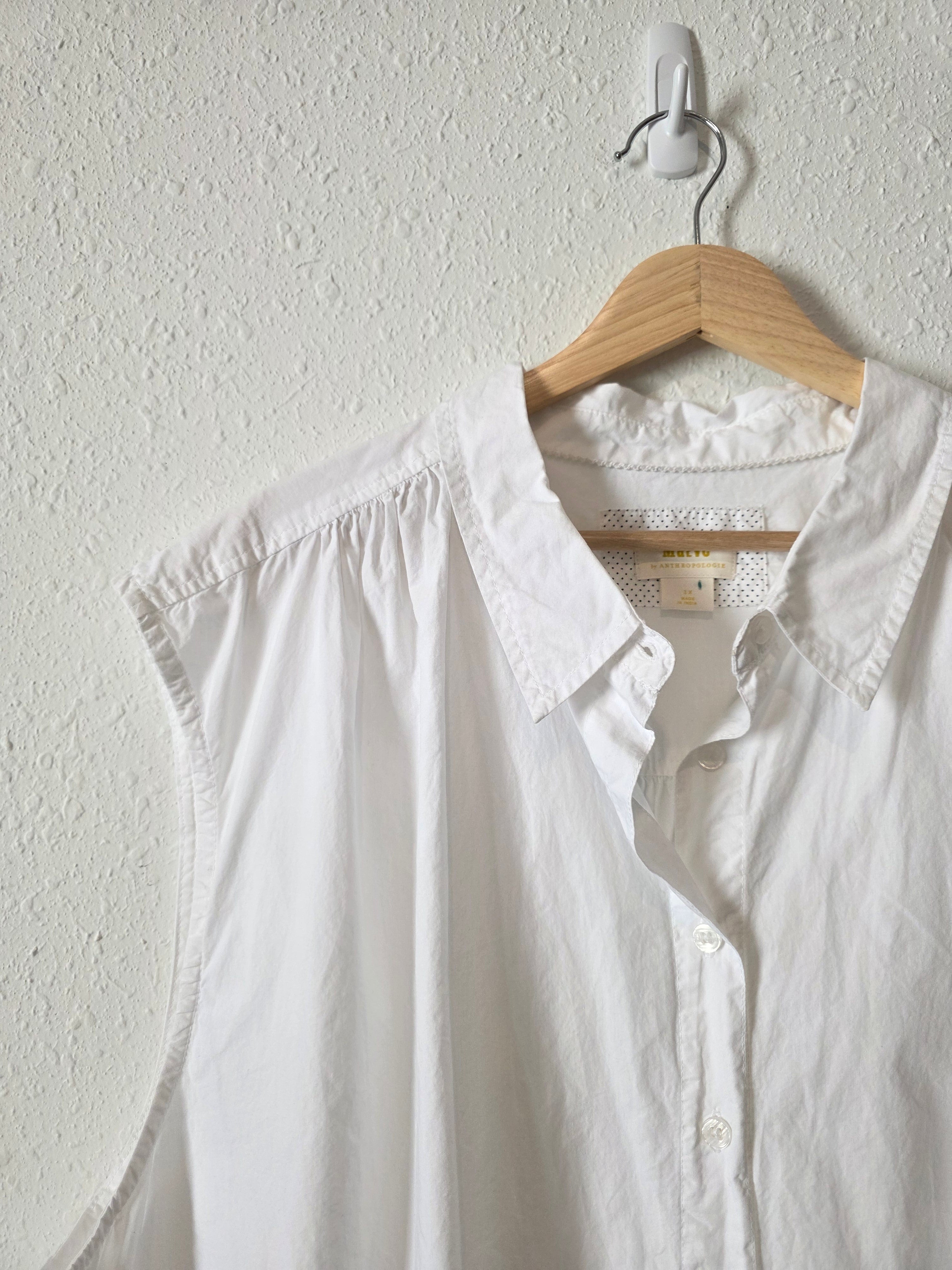 Anthropologie White Button Up Tank (3X)