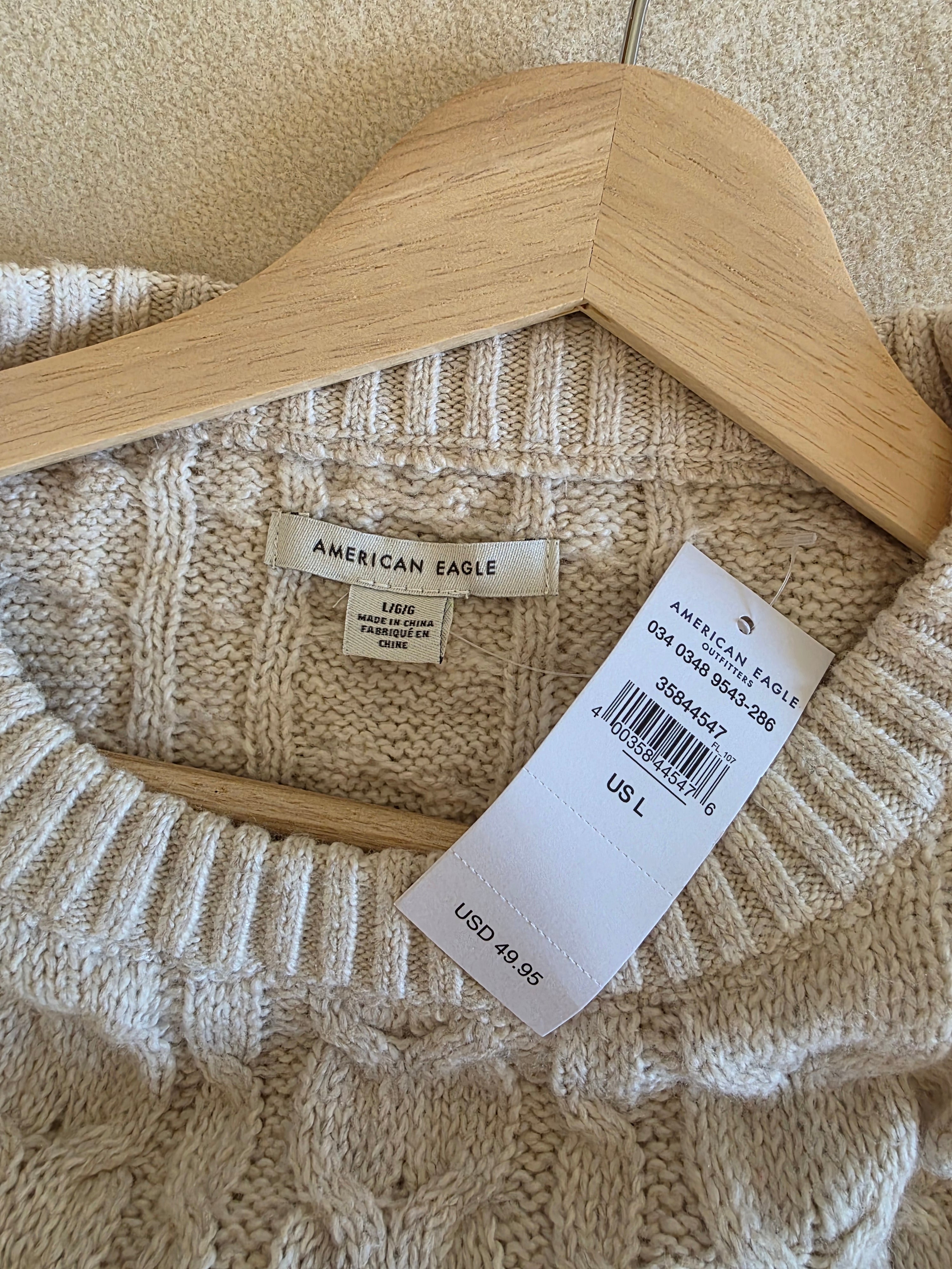 NEW Cable Knit Crewneck Sweater (L)