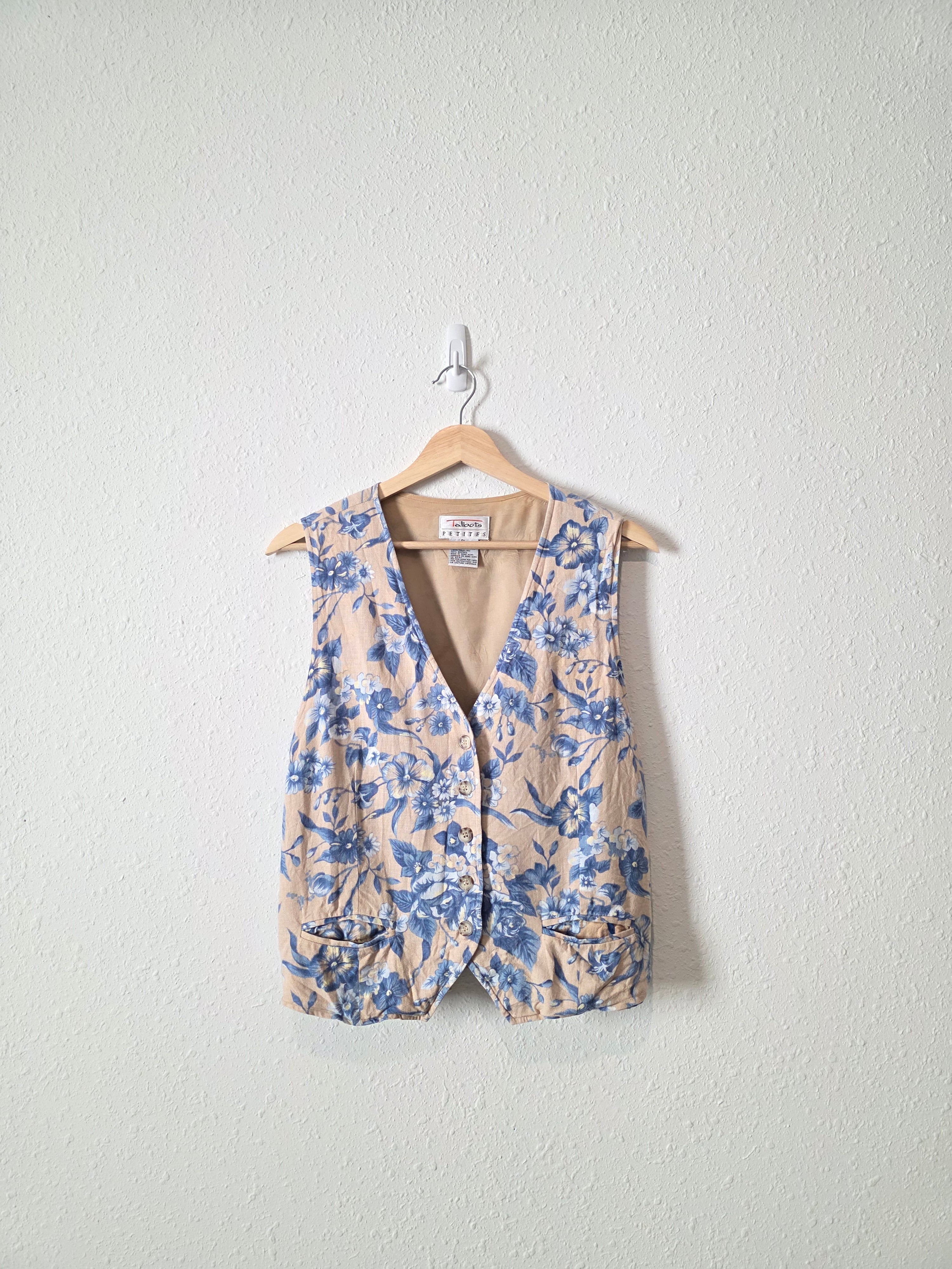Vintage Floral Linen Blend Vest (PL)