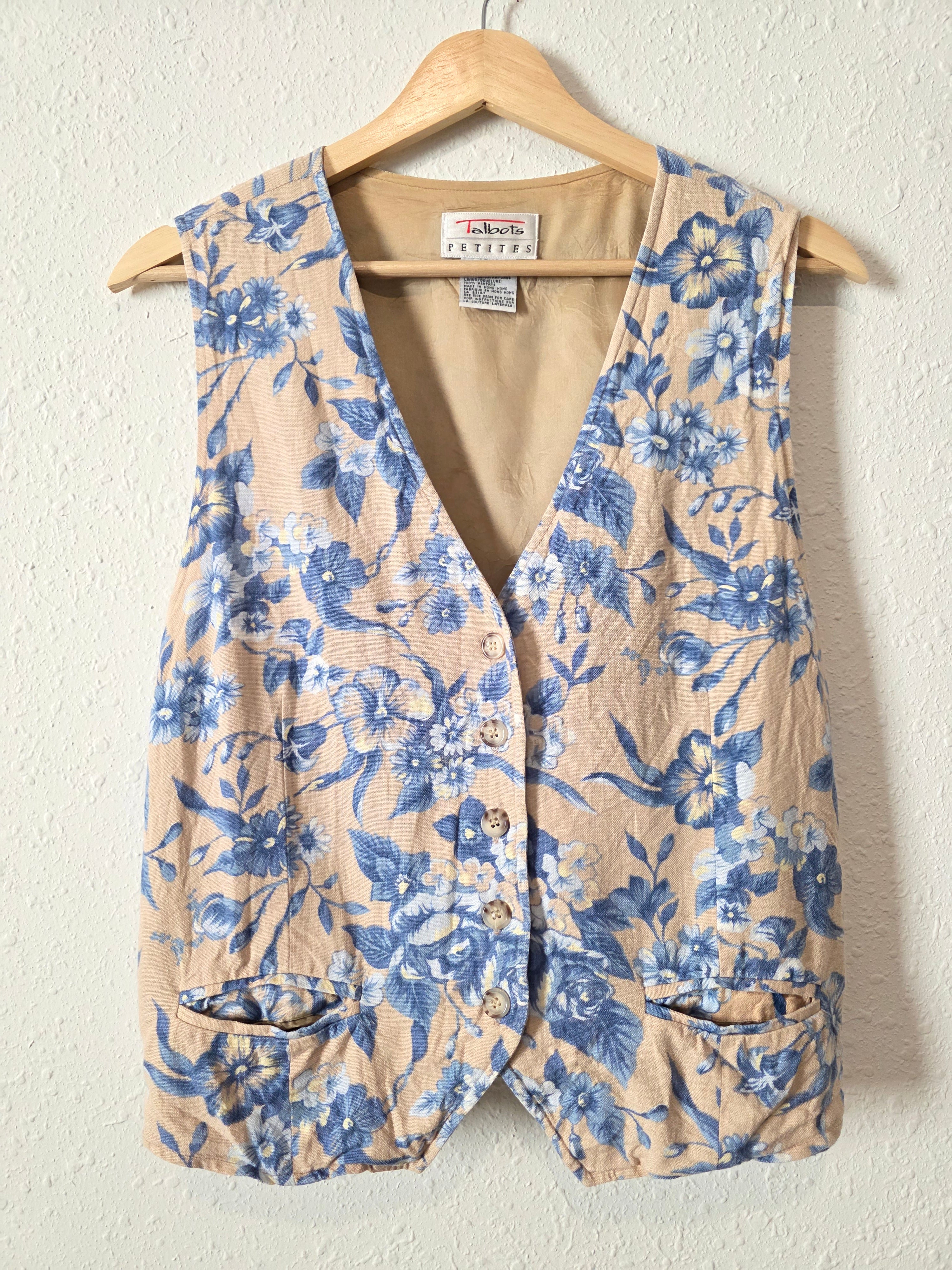 Vintage Floral Linen Blend Vest (PL)