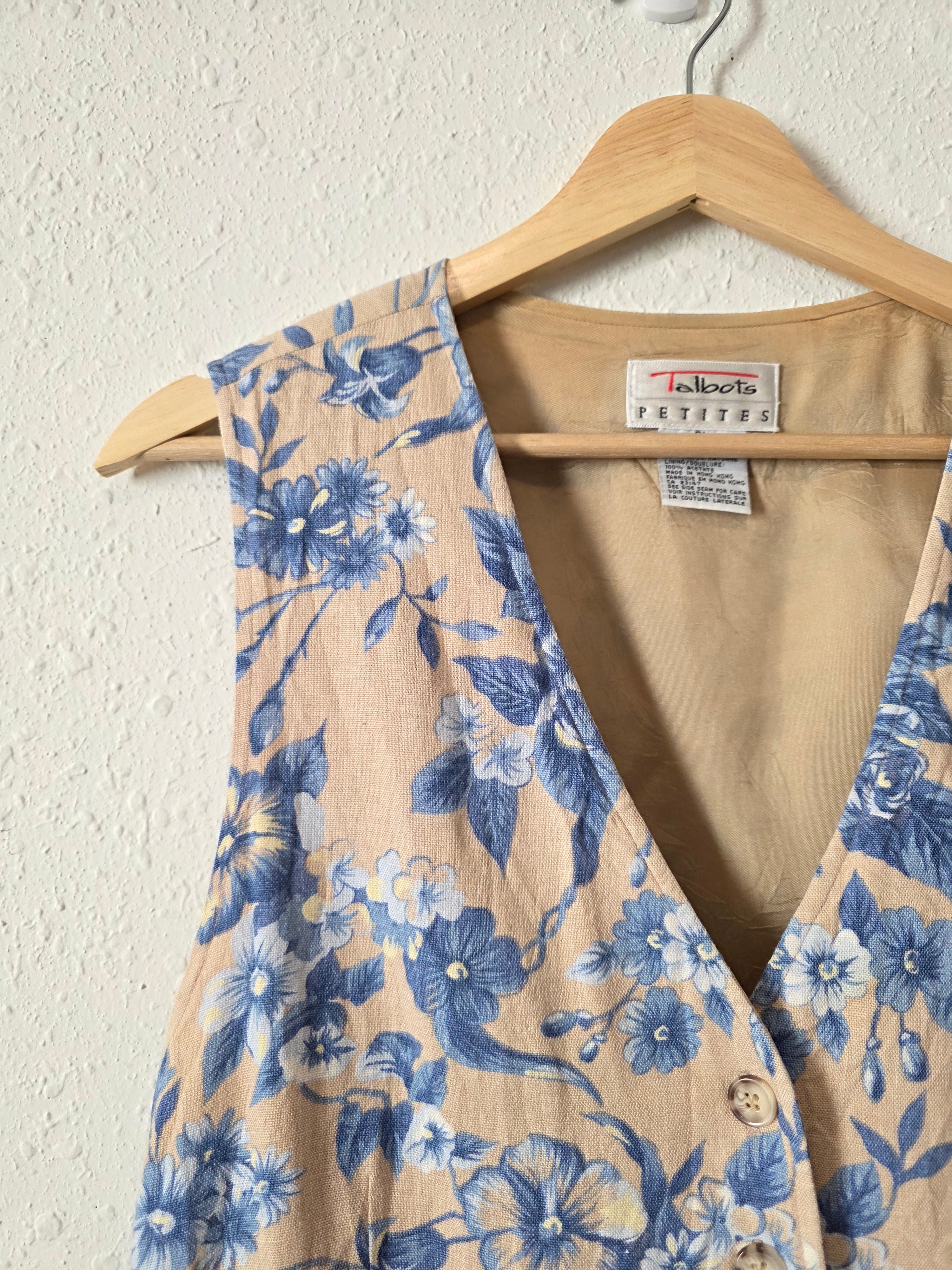 Vintage Floral Linen Blend Vest (PL)