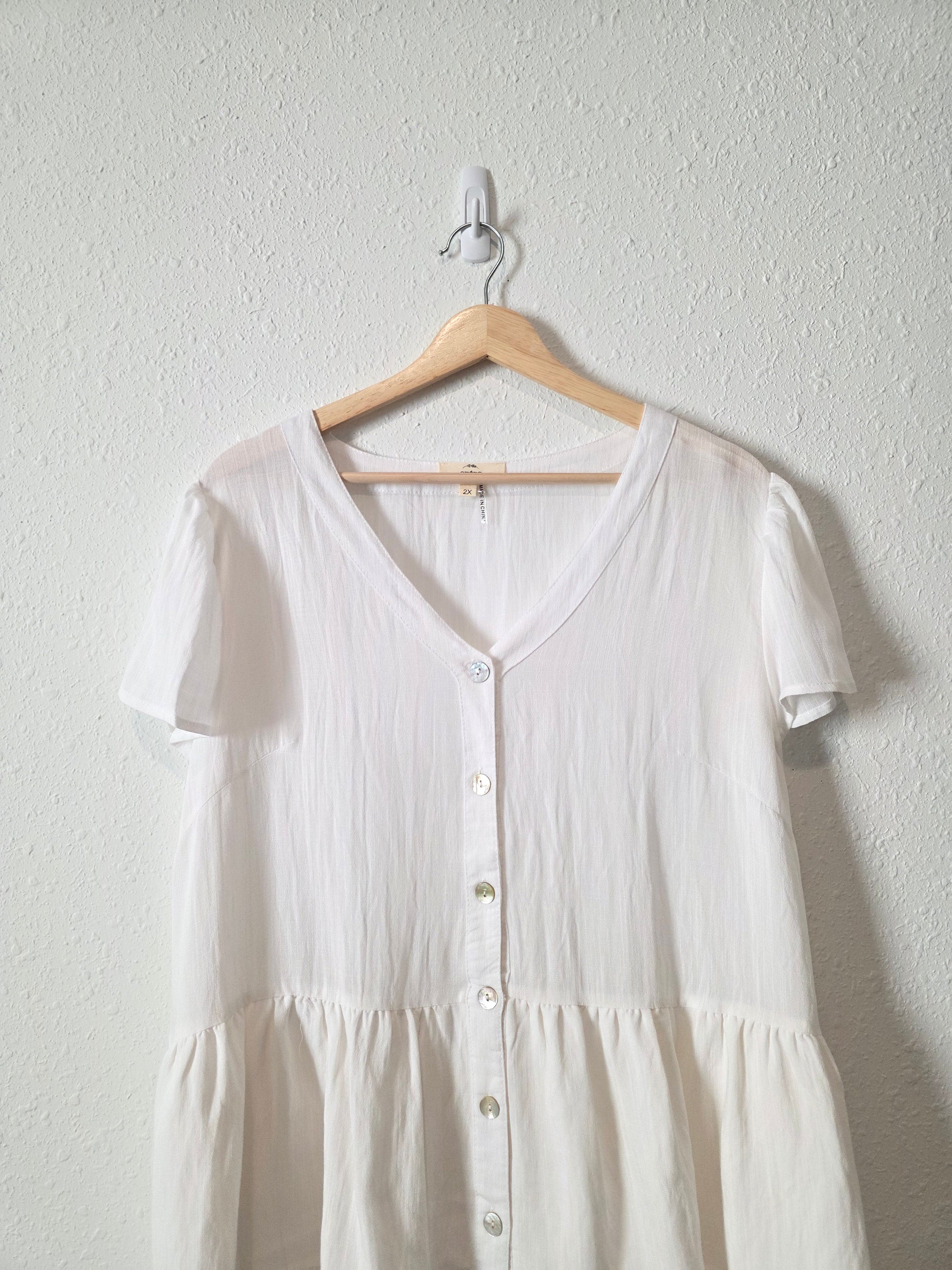 Entro White Button Up Blouse (2X)