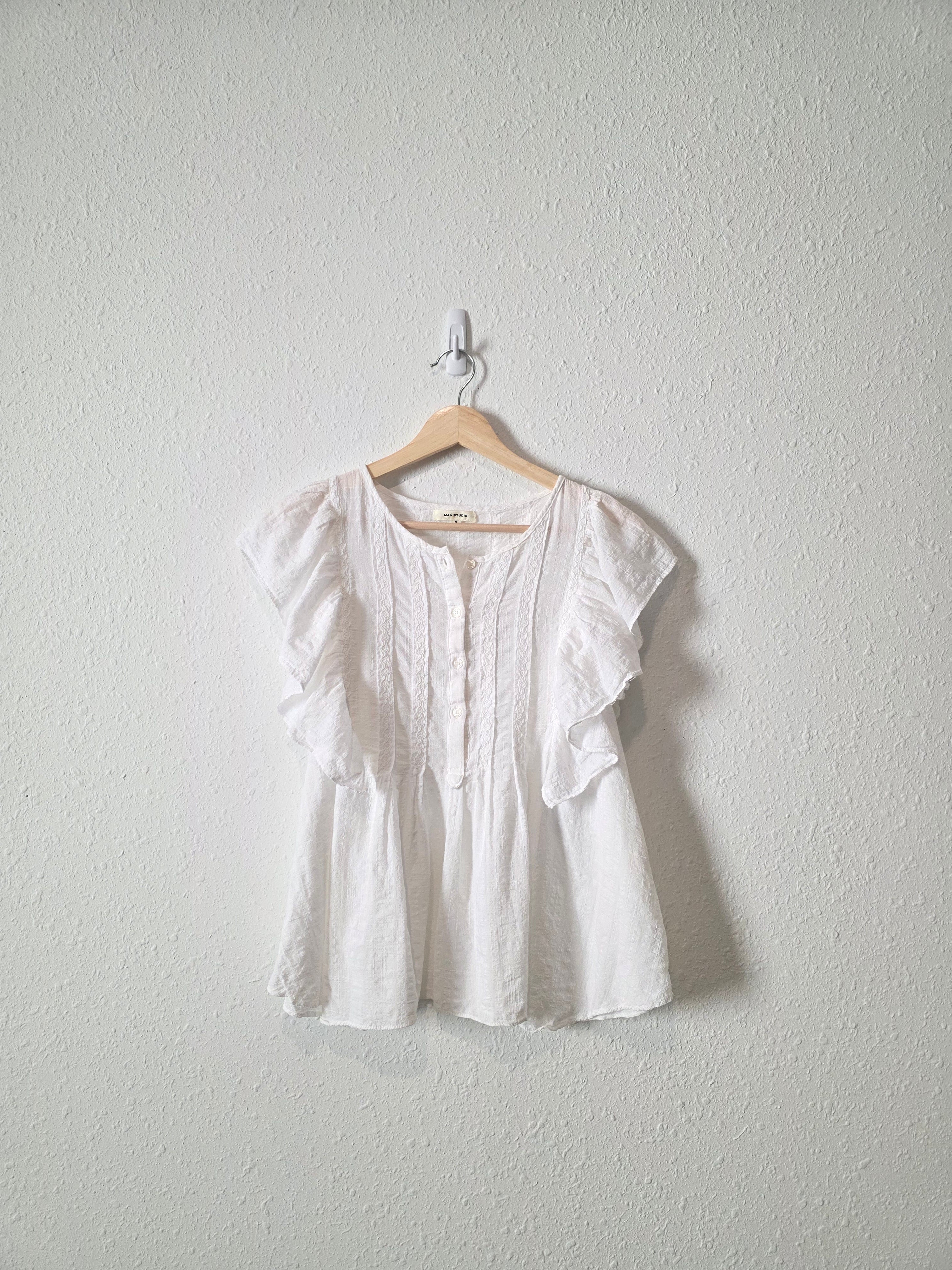 White Ruffle Cottagecore Blouse (S)