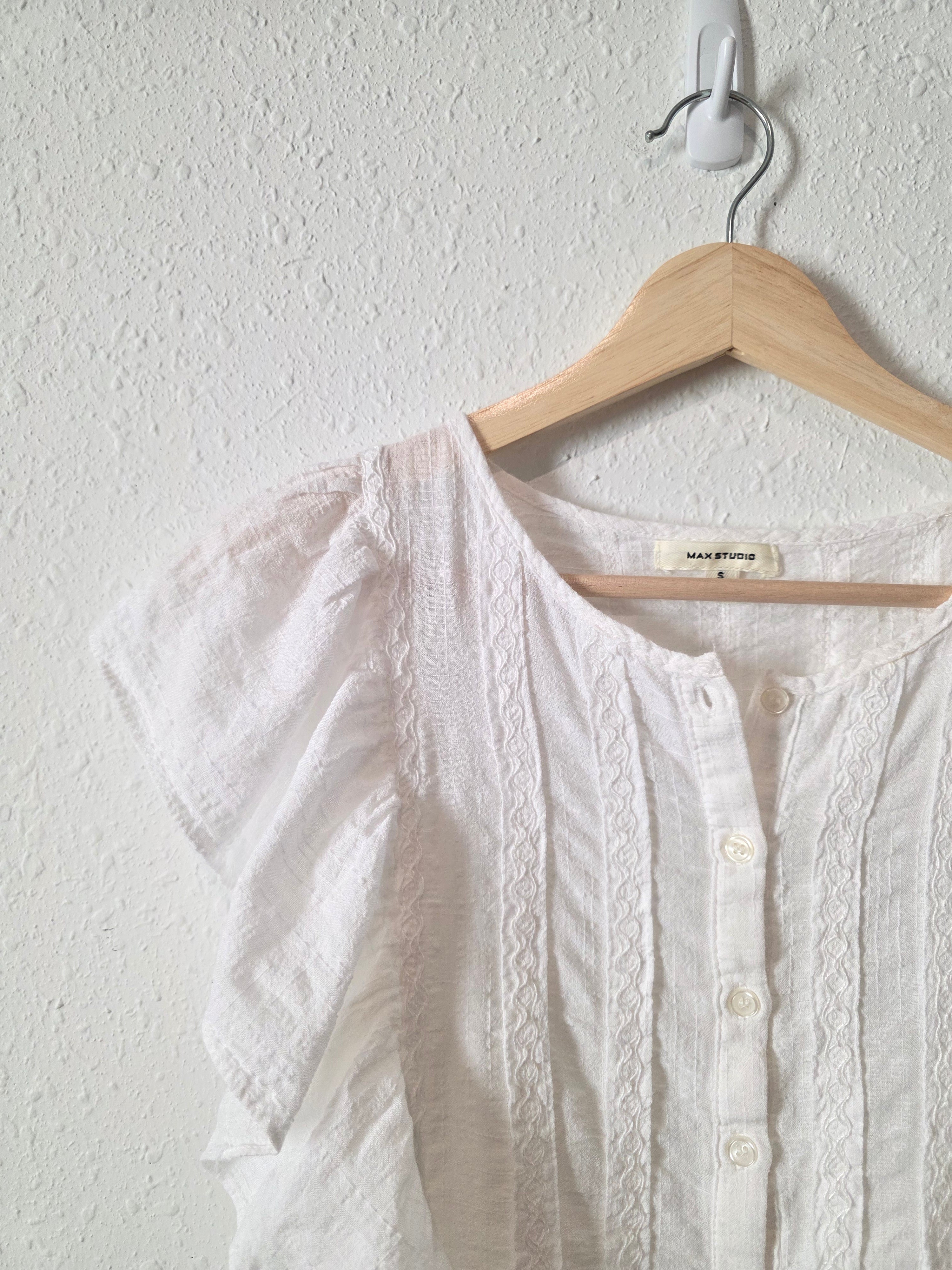 White Ruffle Cottagecore Blouse (S)