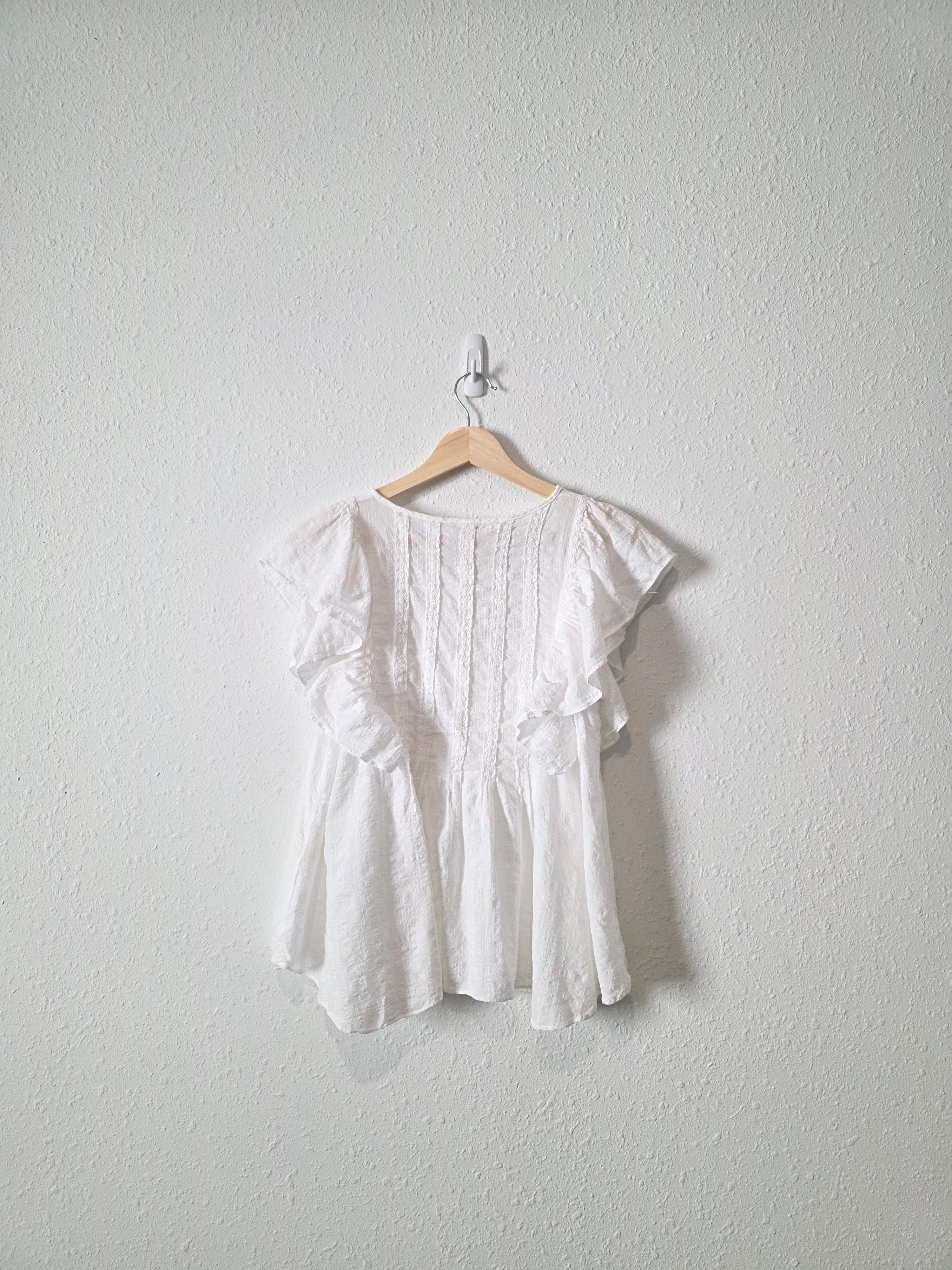 White Ruffle Cottagecore Blouse (S)