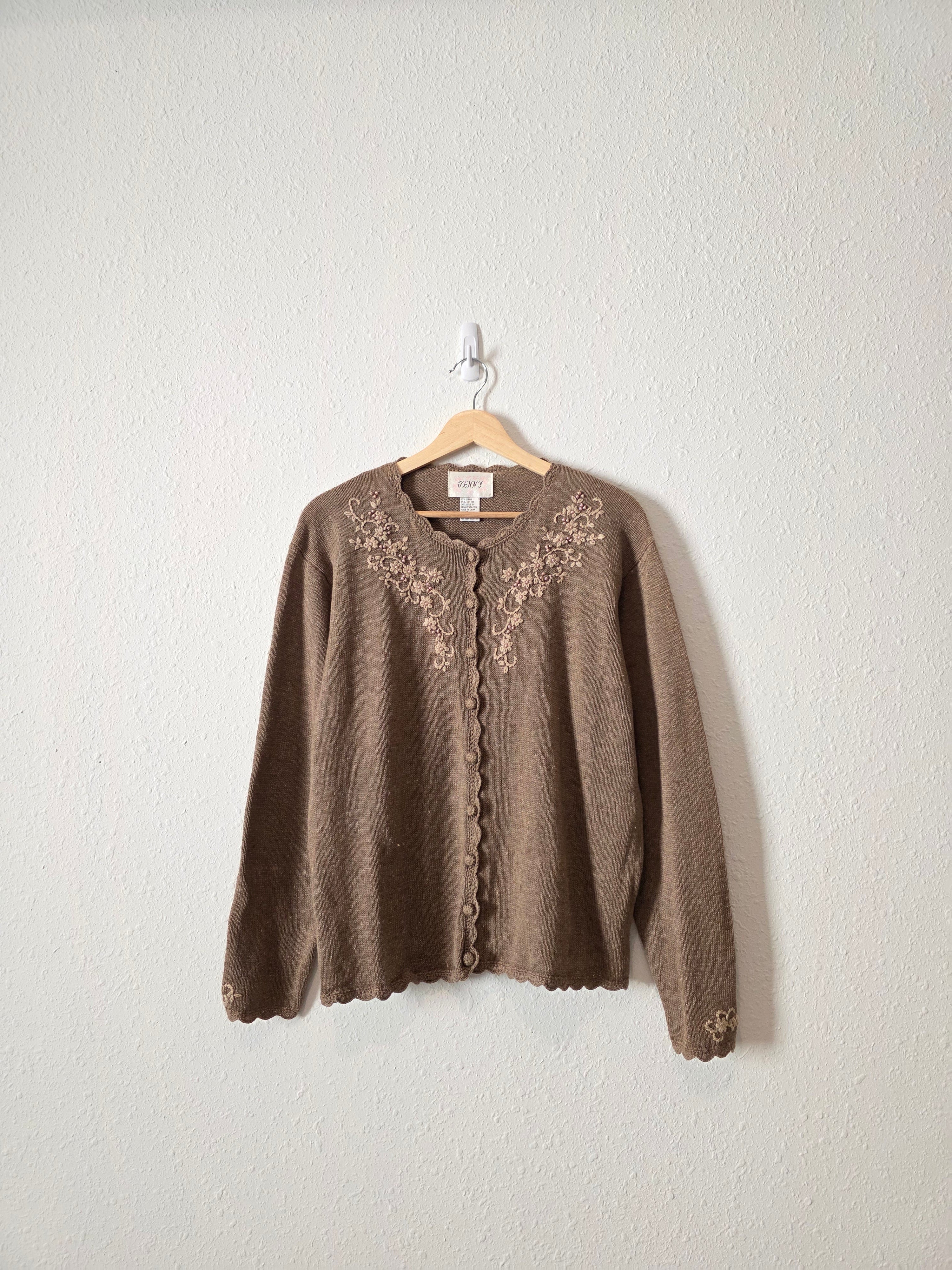 Vintage Brown Floral Sweater (M)