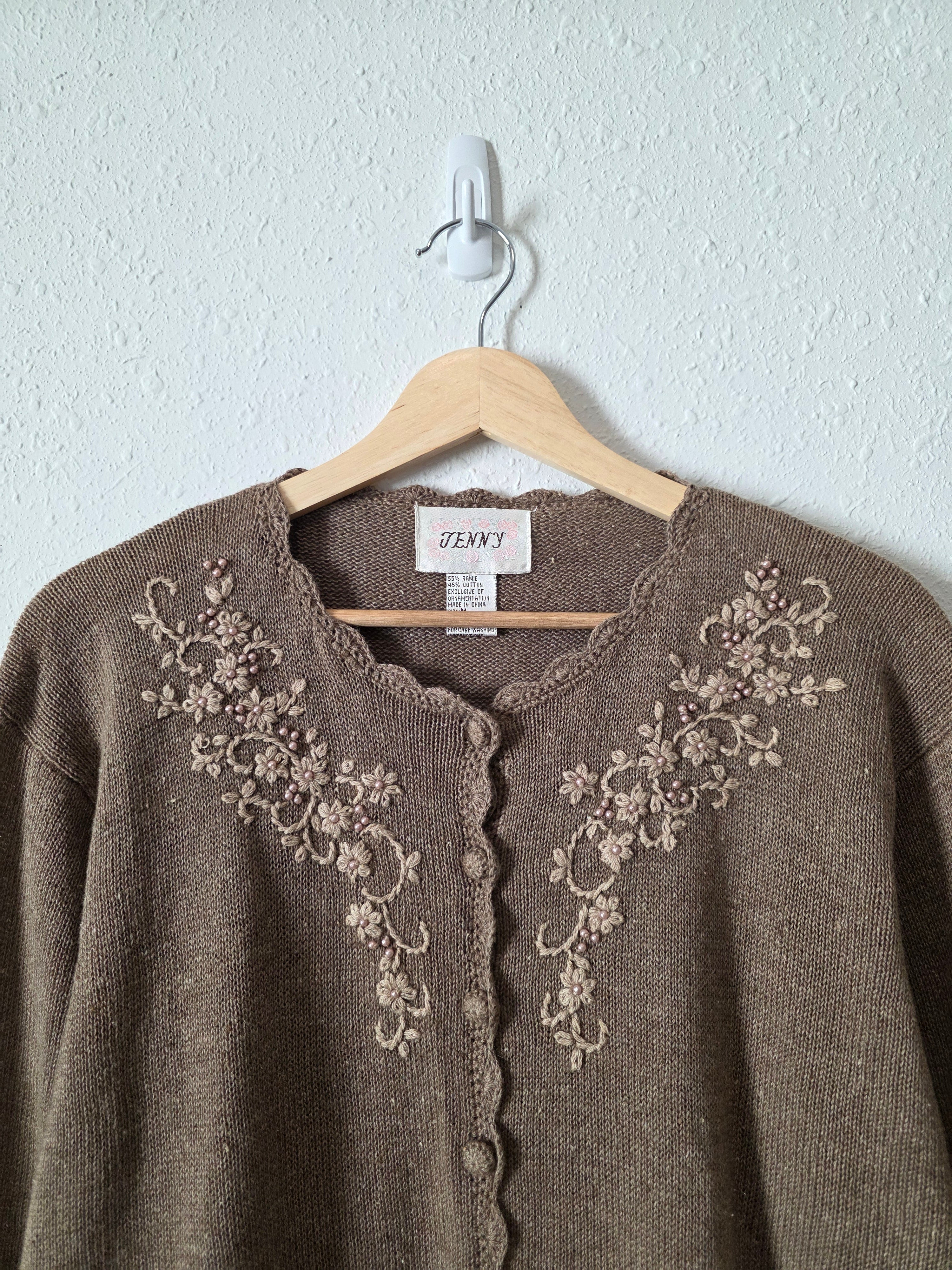 Vintage Brown Floral Sweater (M)