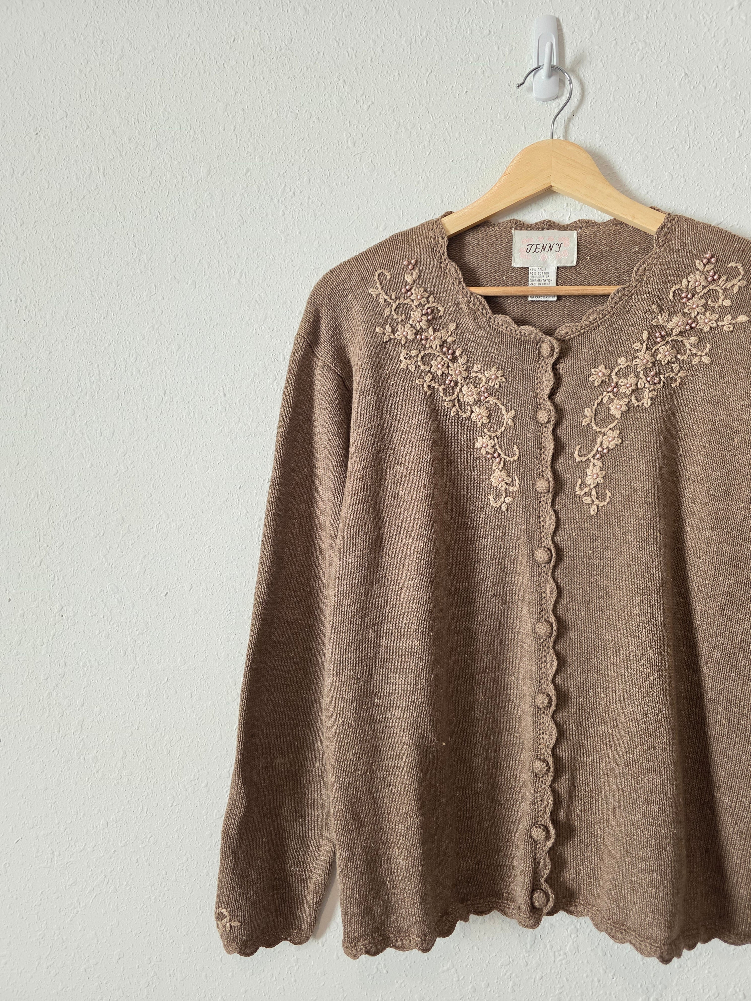 Vintage Brown Floral Sweater (M)