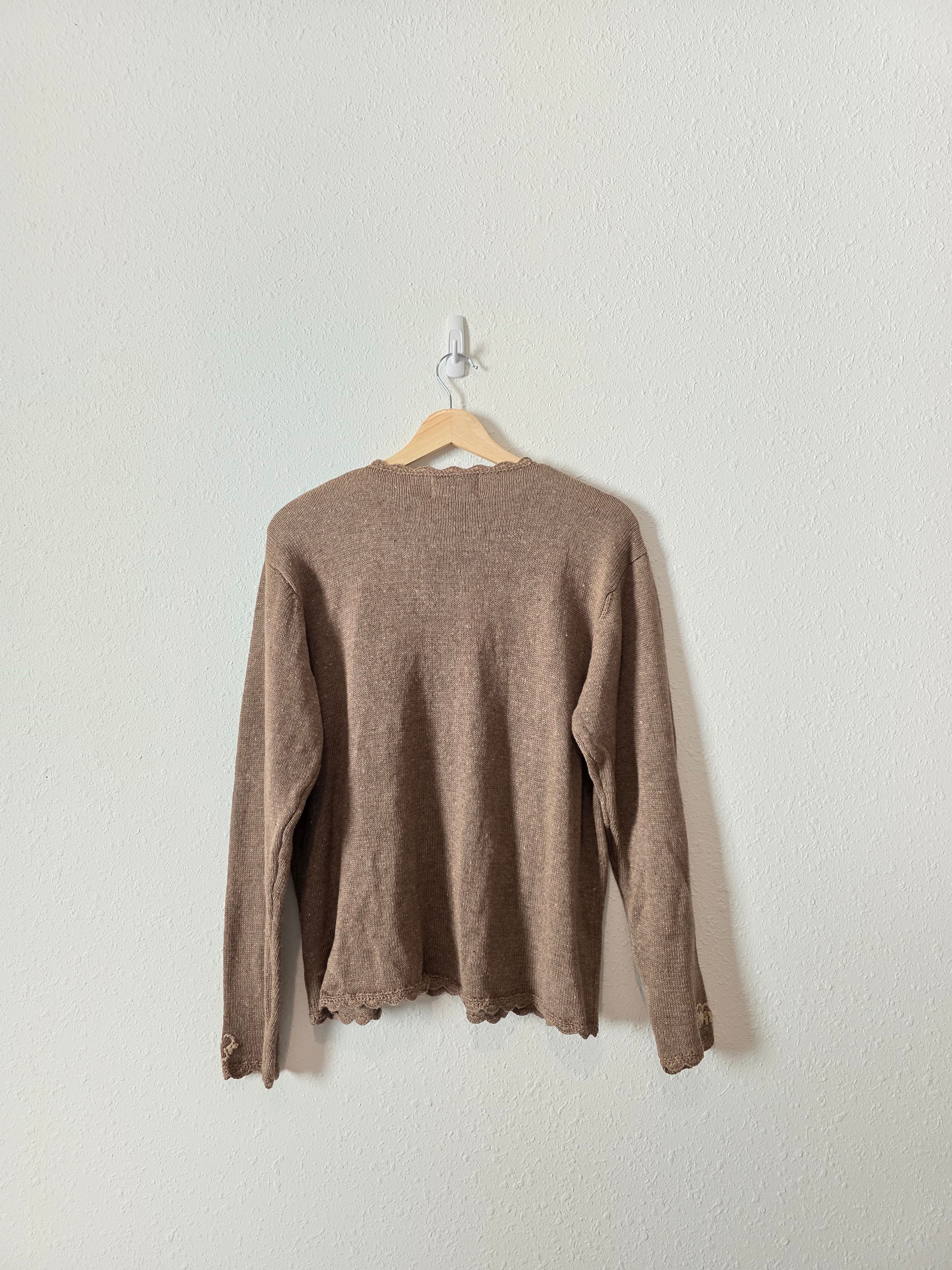 Vintage Brown Floral Sweater (M)