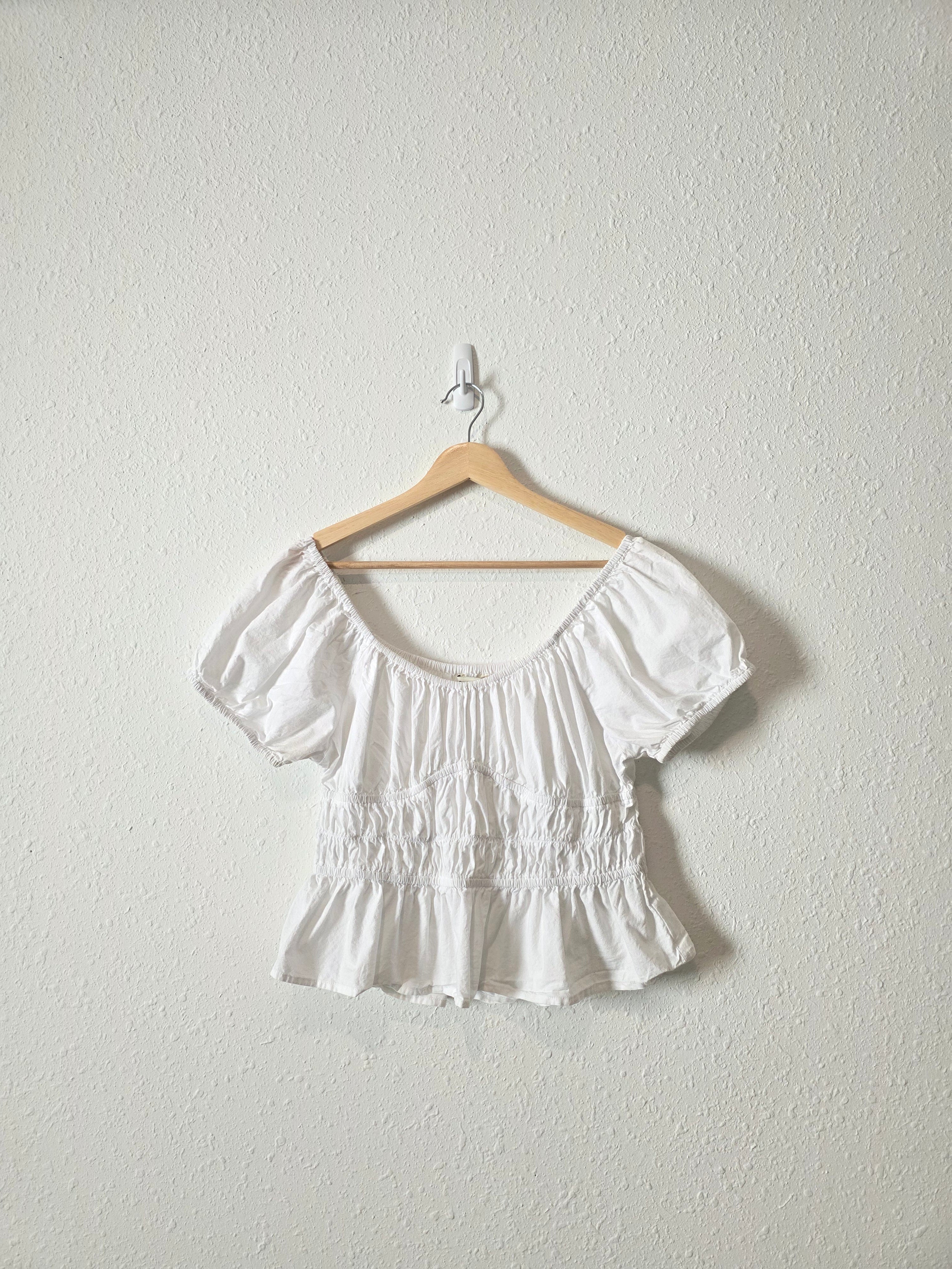 White Smocked Cotton Top (XL)