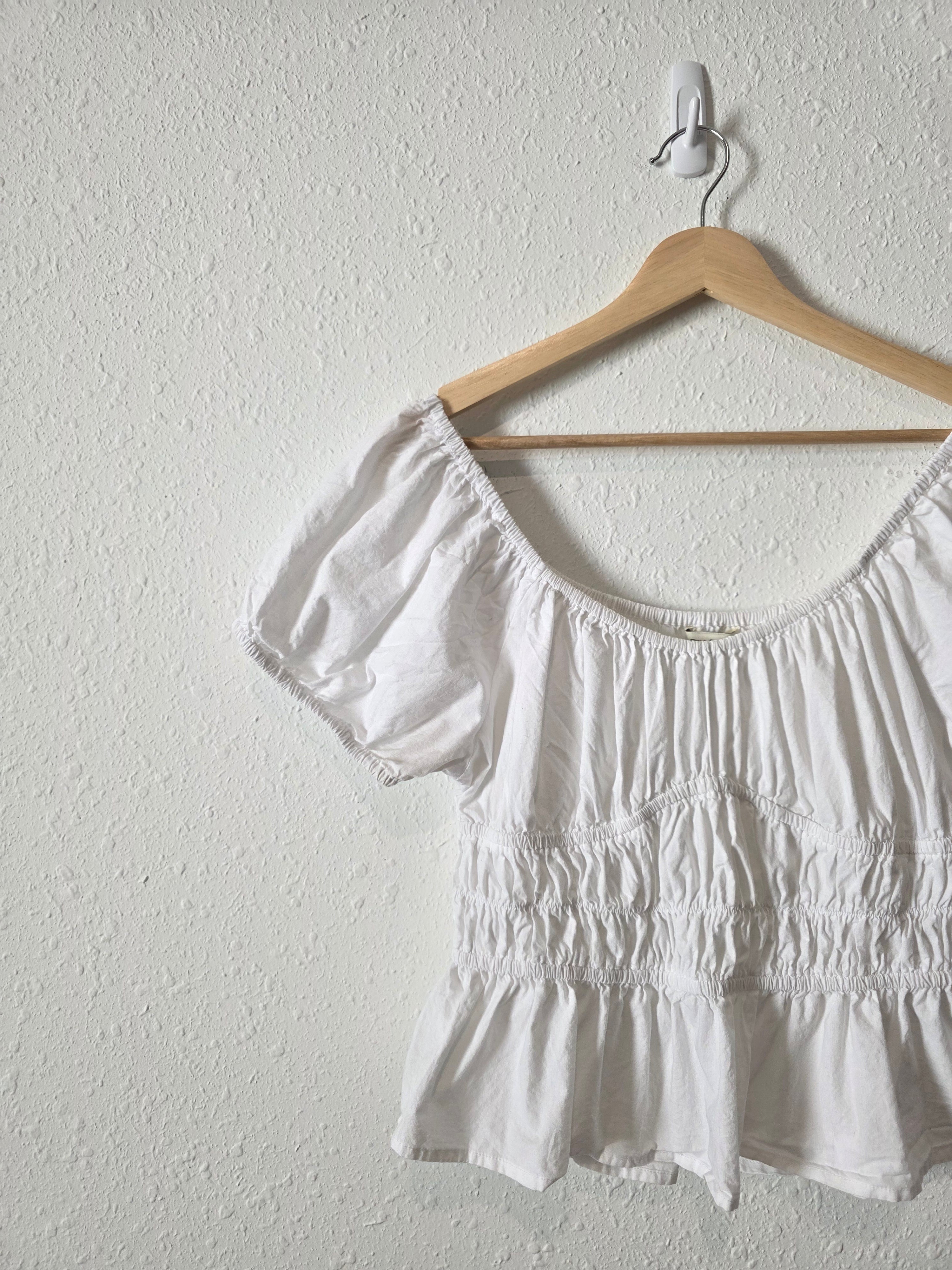 White Smocked Cotton Top (XL)