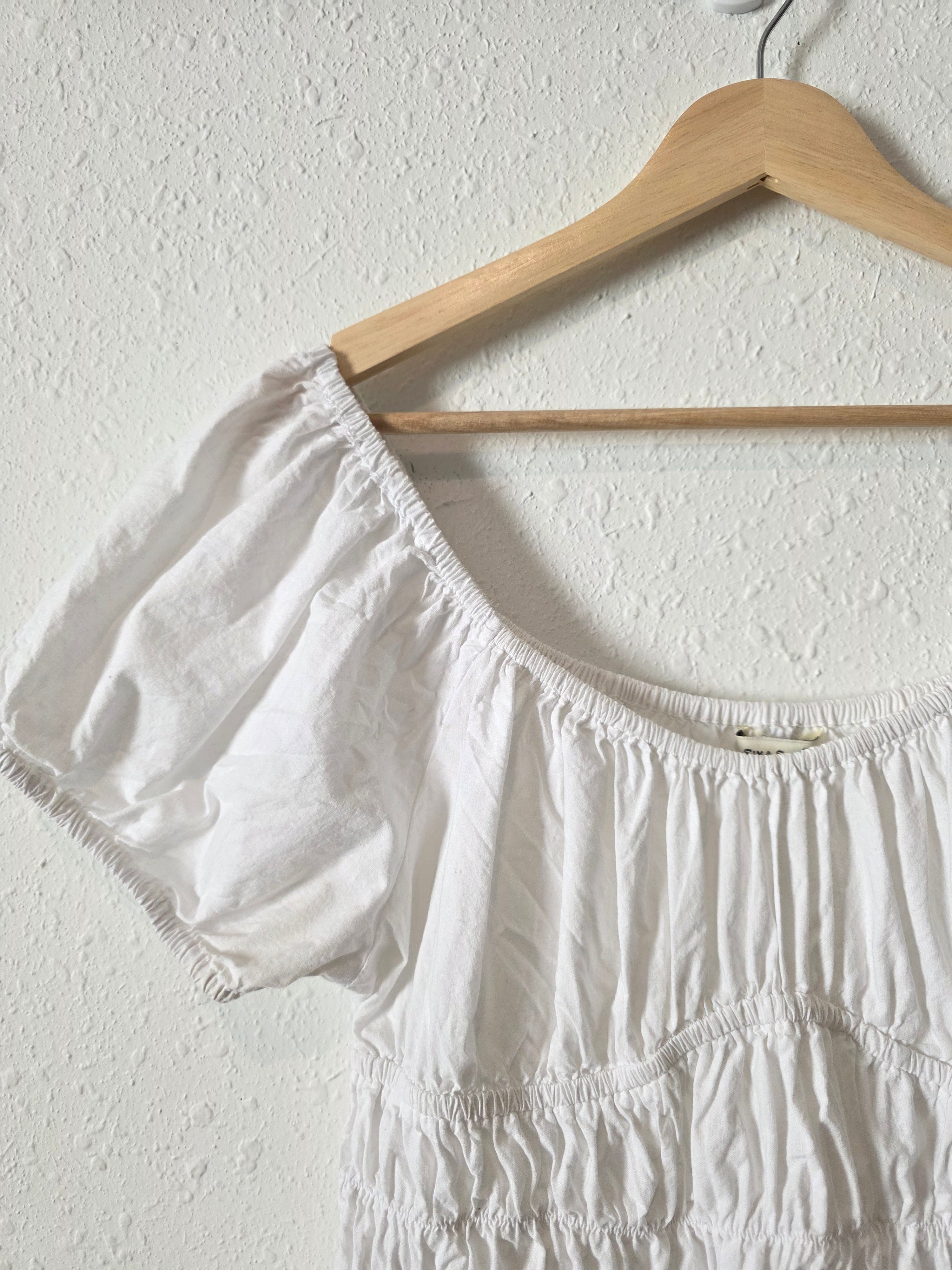 White Smocked Cotton Top (XL)