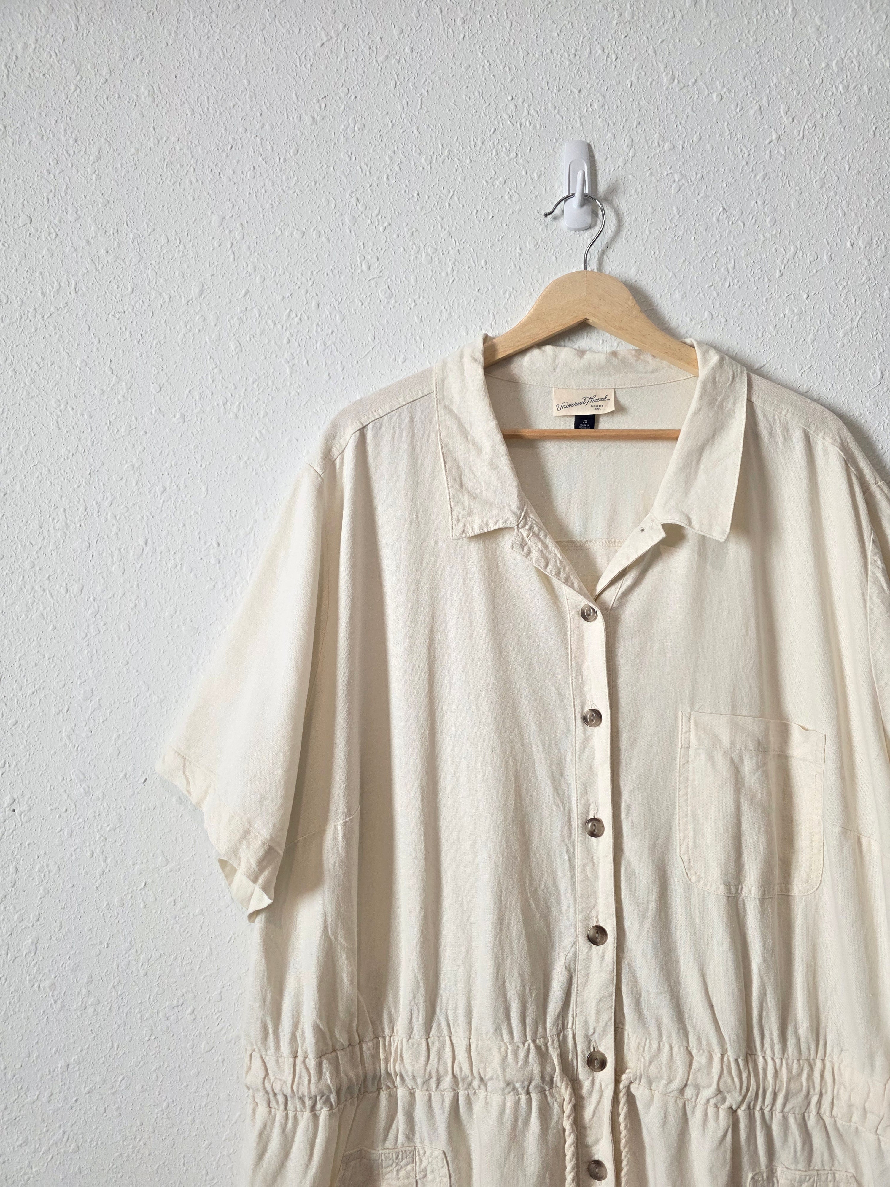 Linen Blend Relaxed Romper (2X)