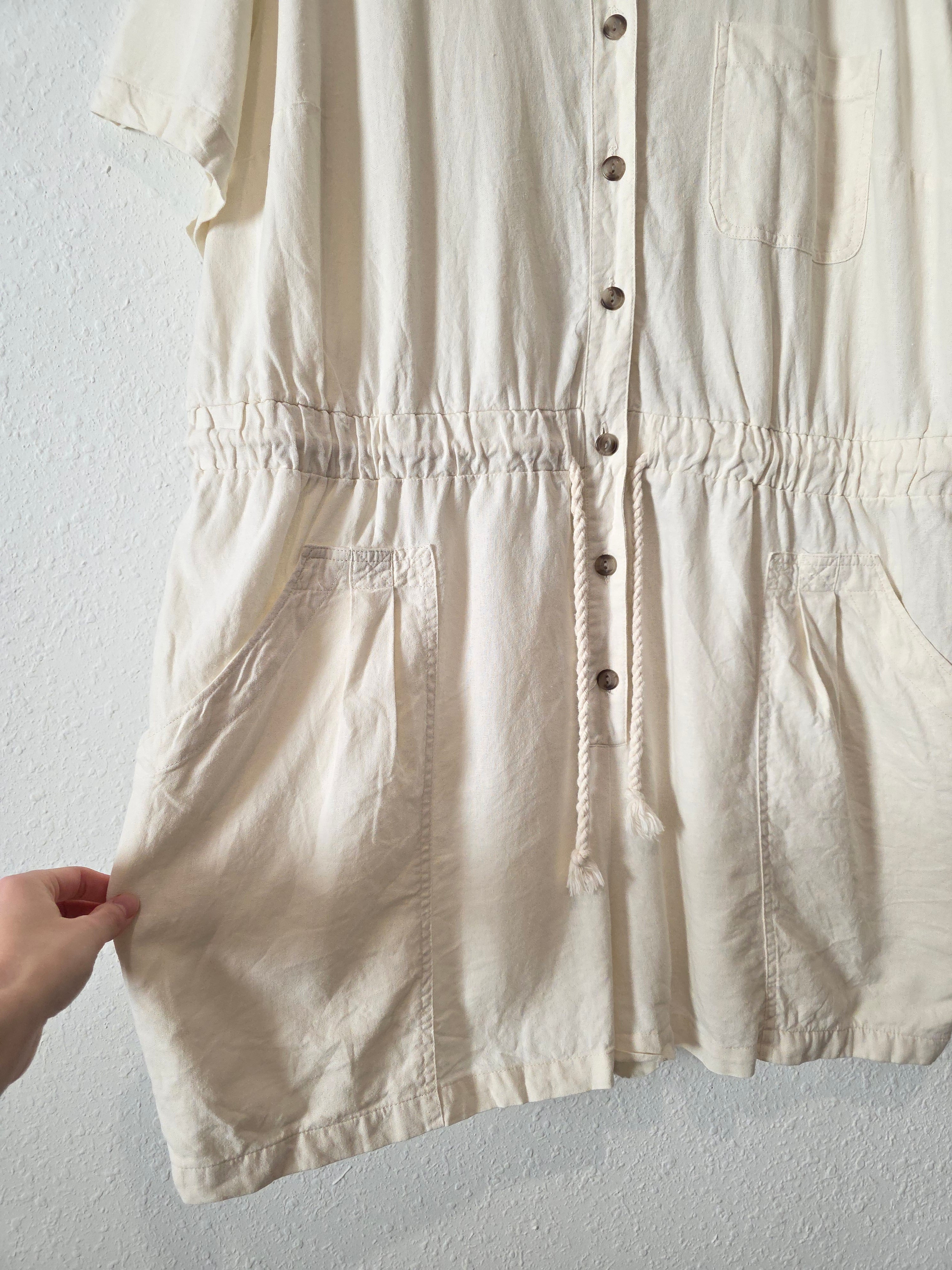 Linen Blend Relaxed Romper (2X)