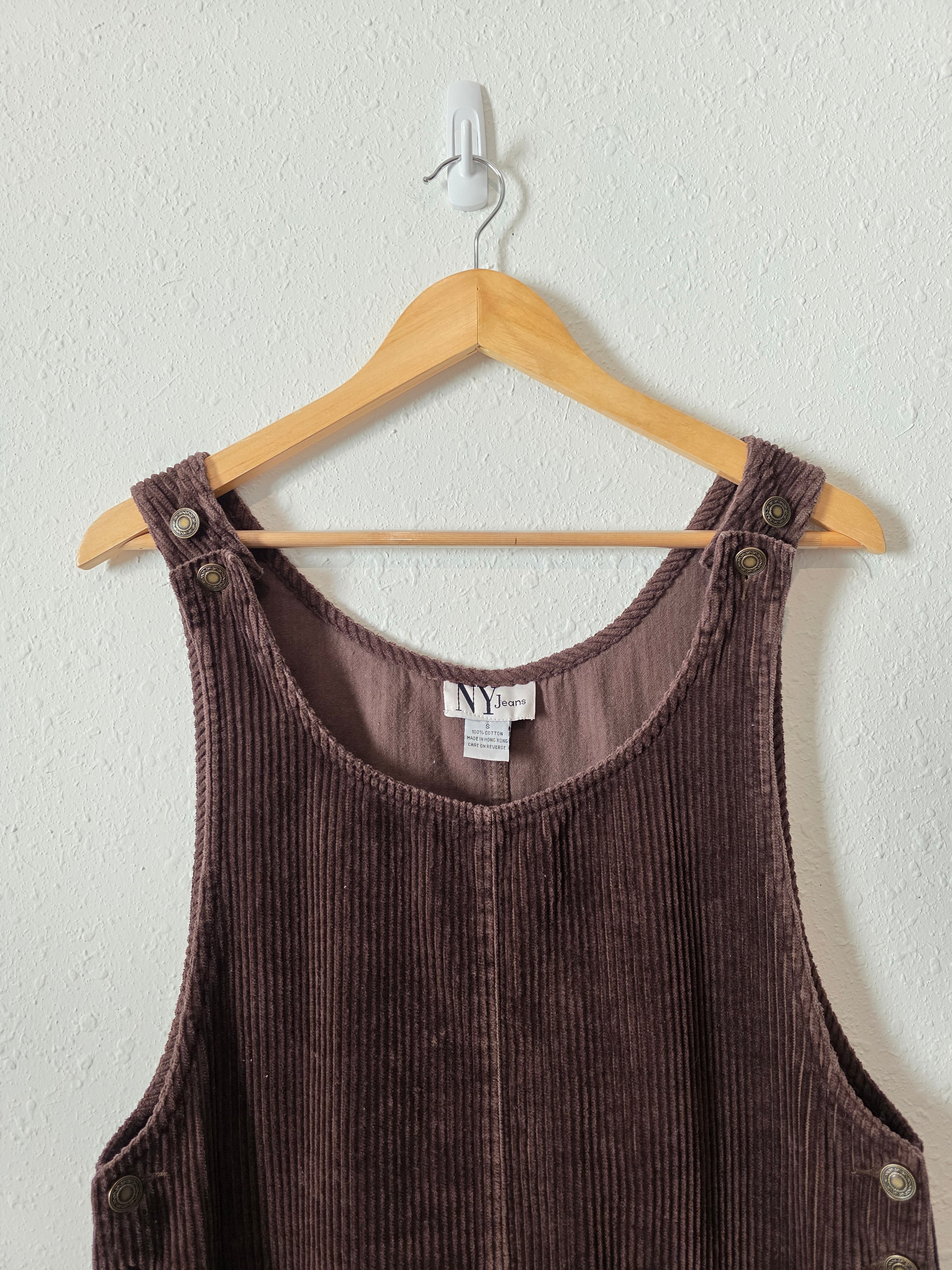 Vintage Brown Cord Overall Dress (S)