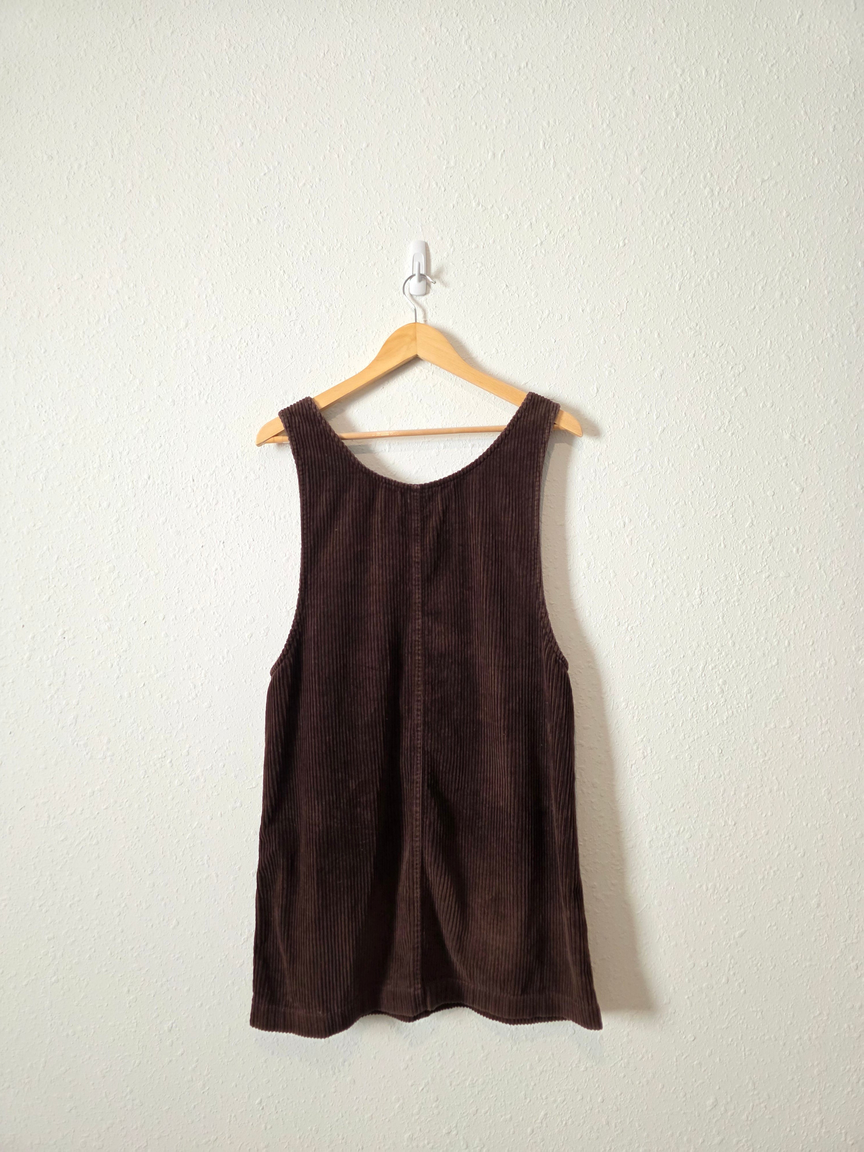 Vintage Brown Cord Overall Dress (S)